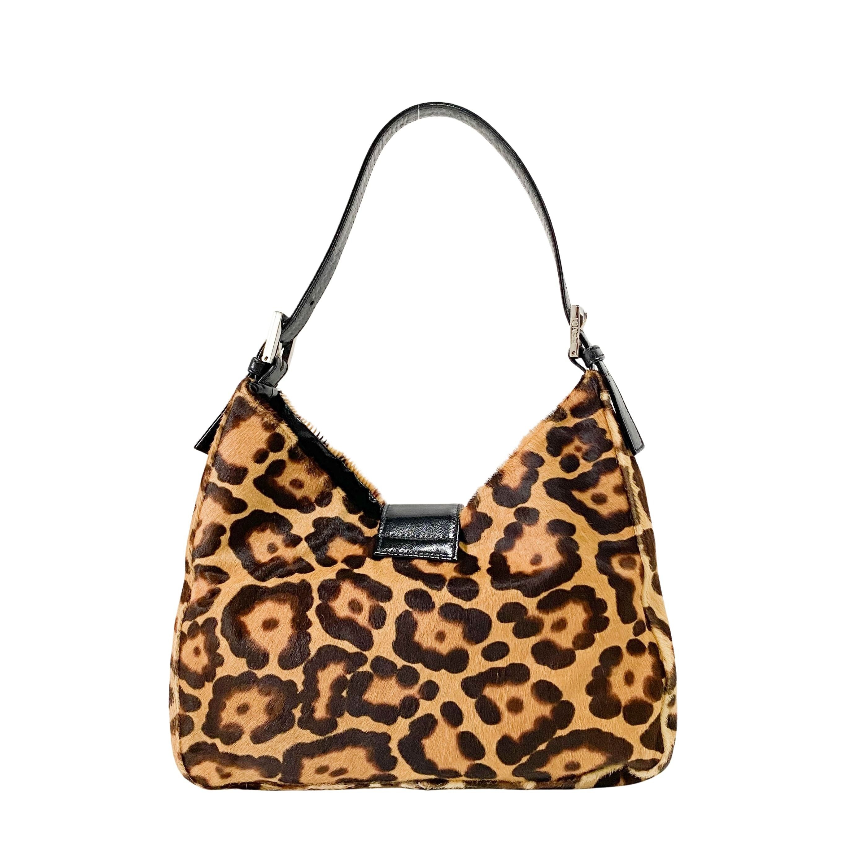 Leopard Print Pony Hair Shoulder Bag