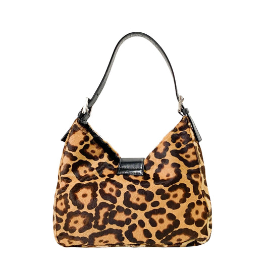 Leopard Print Pony Hair Shoulder Bag