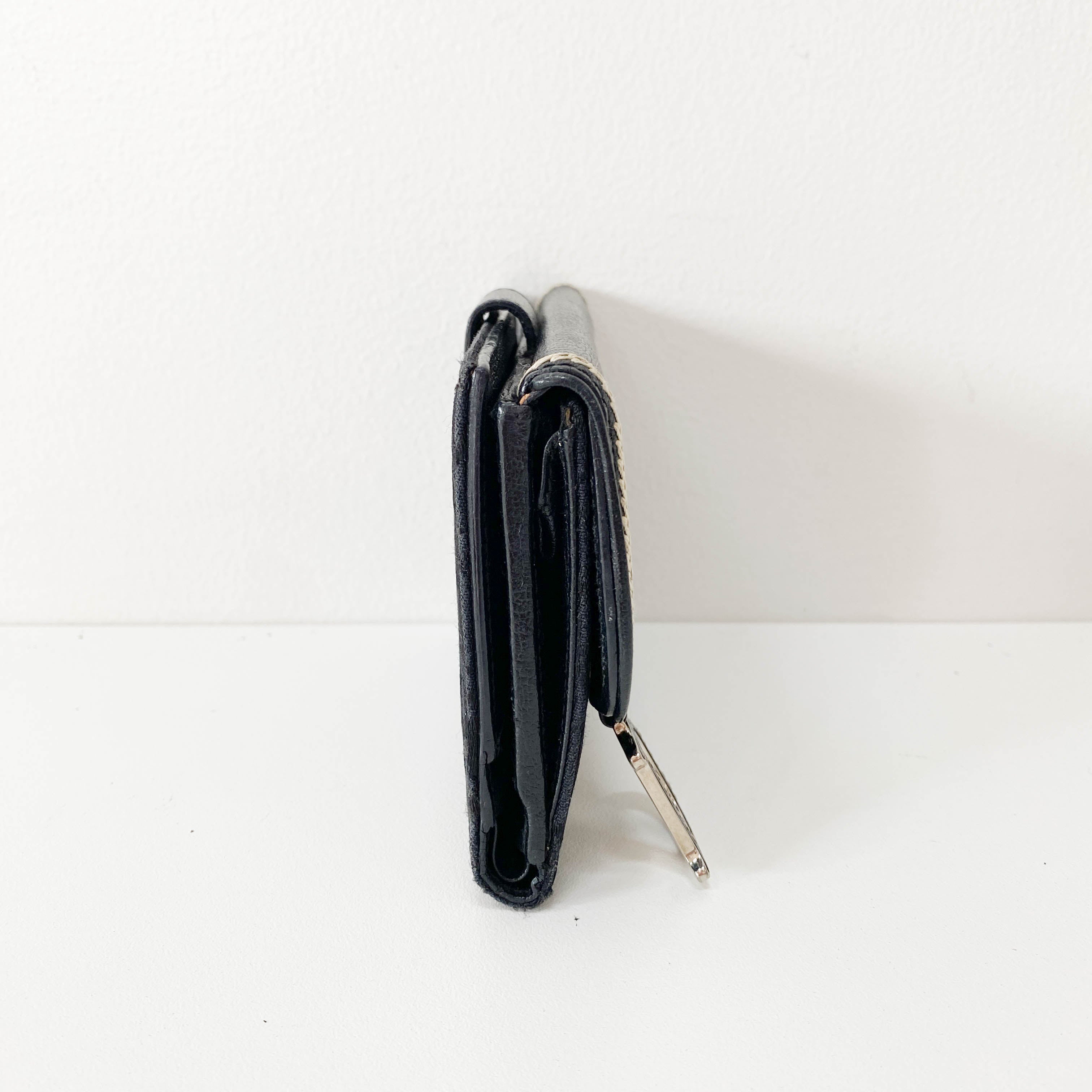 Saddle Black Canvas & Leather Wallet