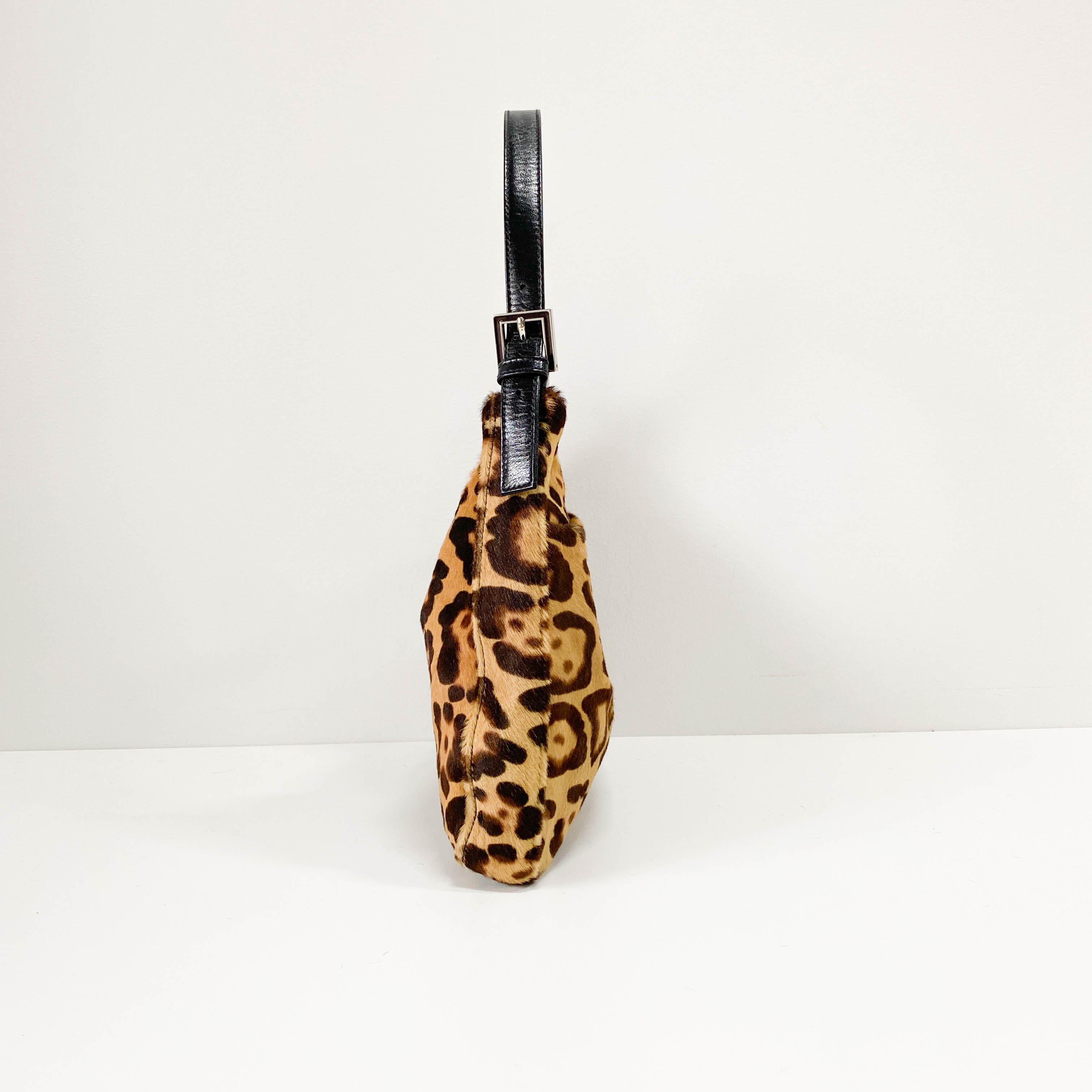 Leopard Print Pony Hair Shoulder Bag