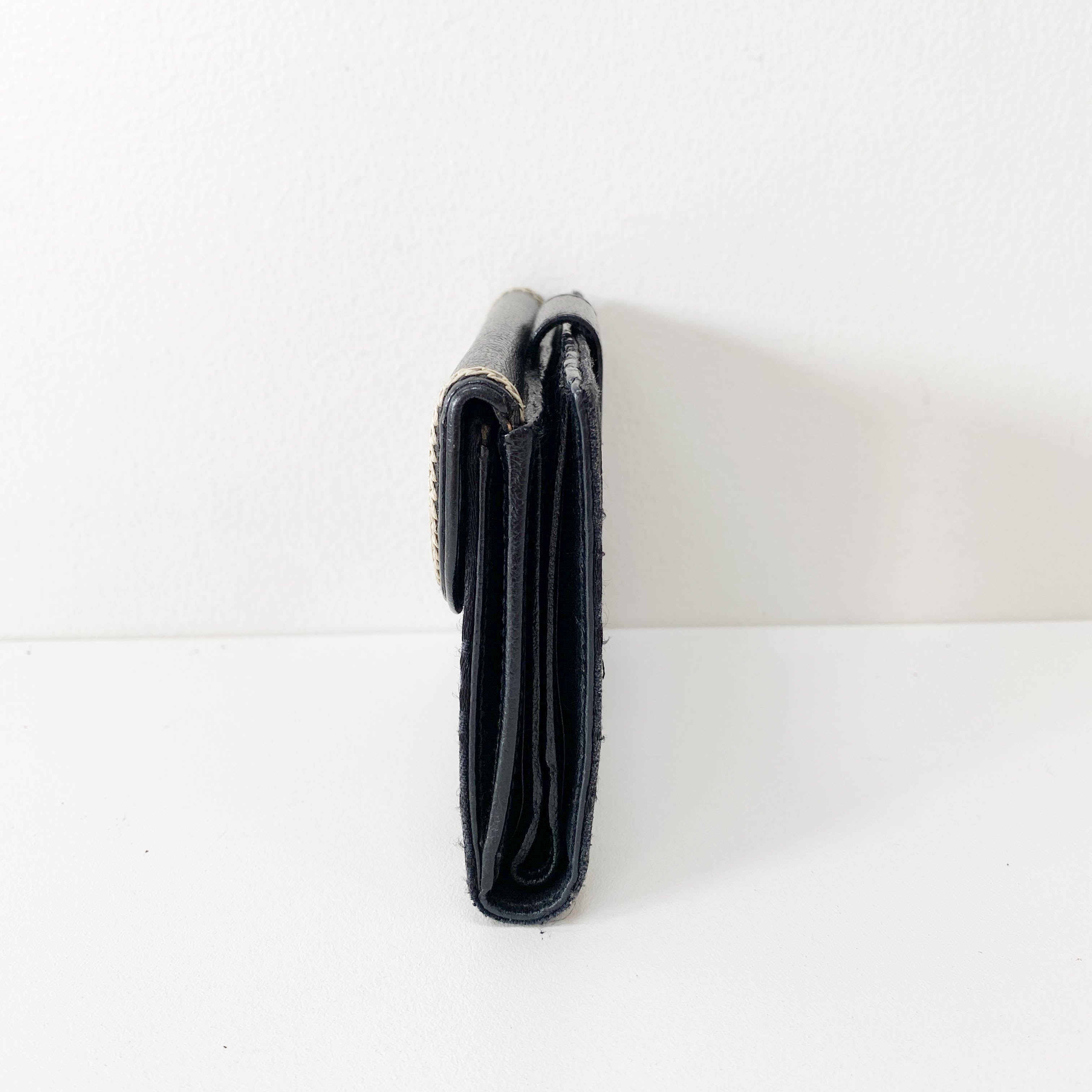 Saddle Black Canvas & Leather Wallet