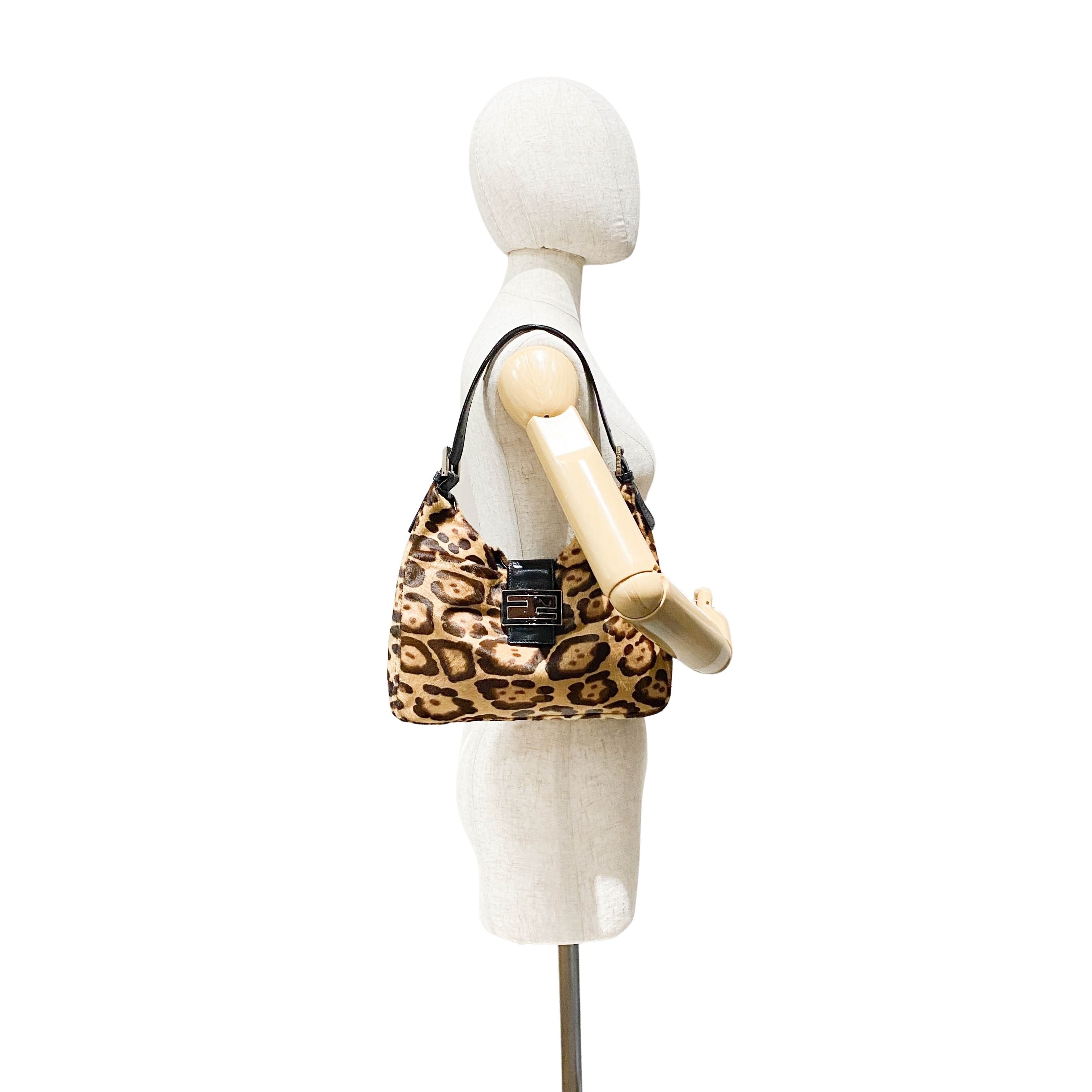 Leopard Print Pony Hair Shoulder Bag