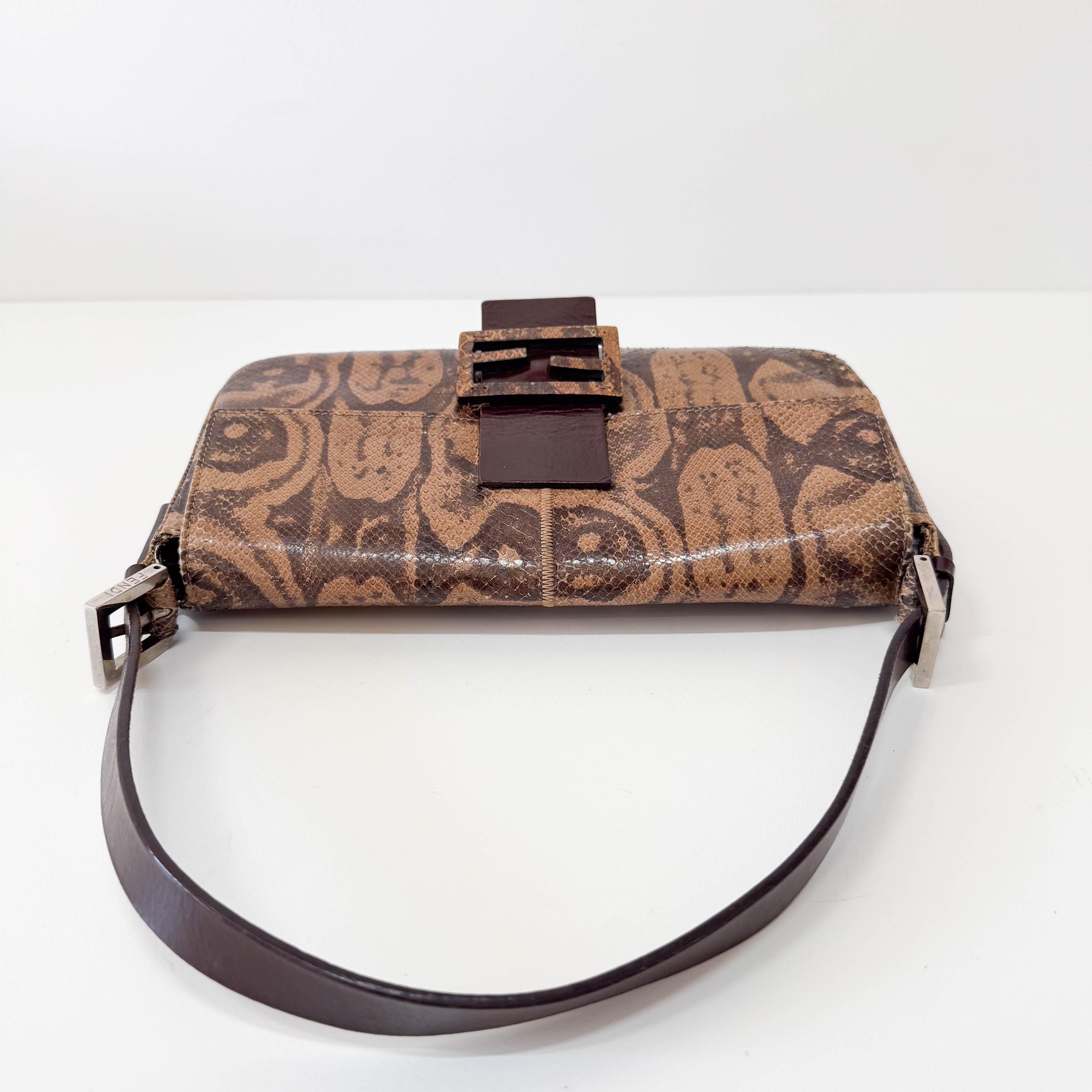 Baguette Brown Leather Shoulder Bag
