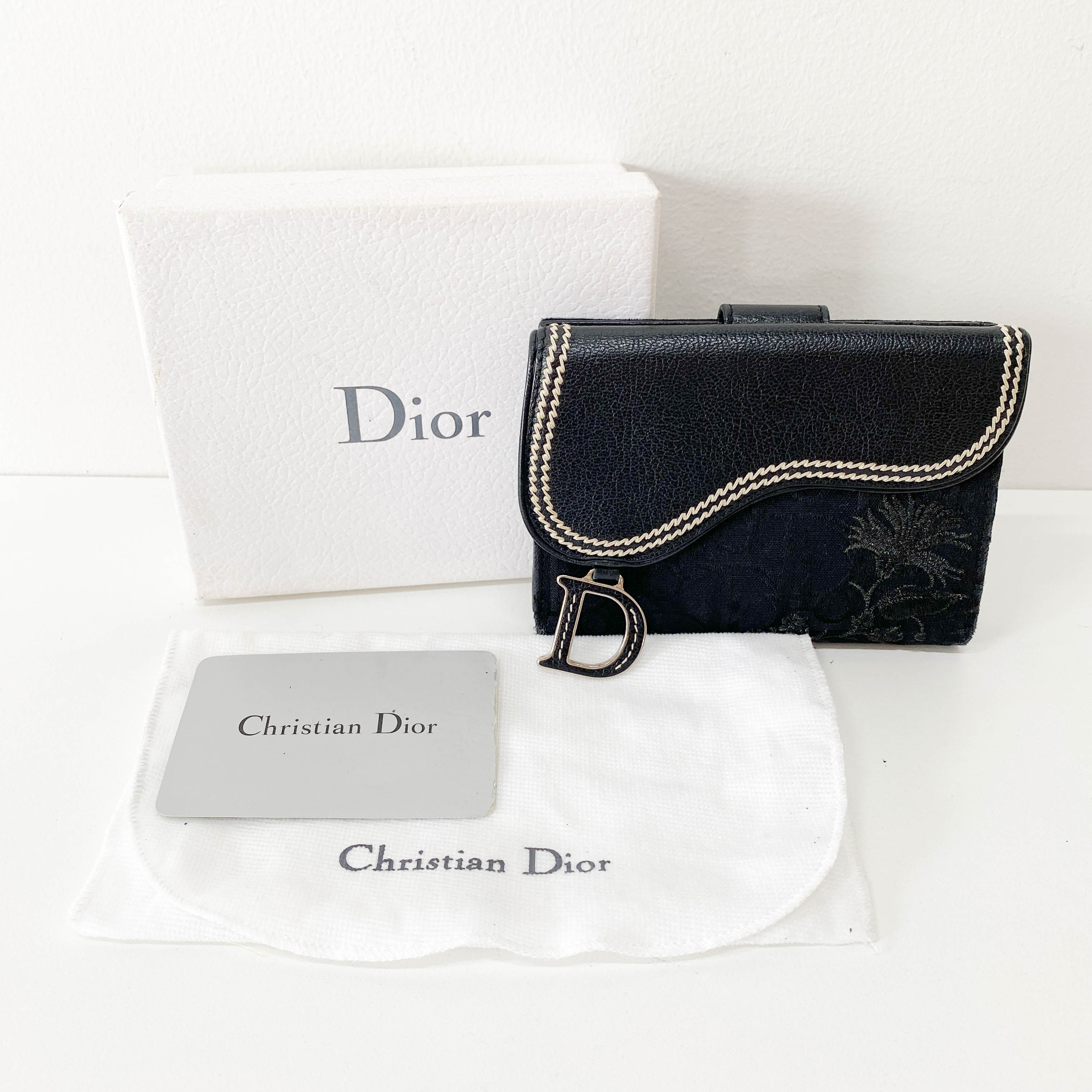 Saddle Black Canvas & Leather Wallet