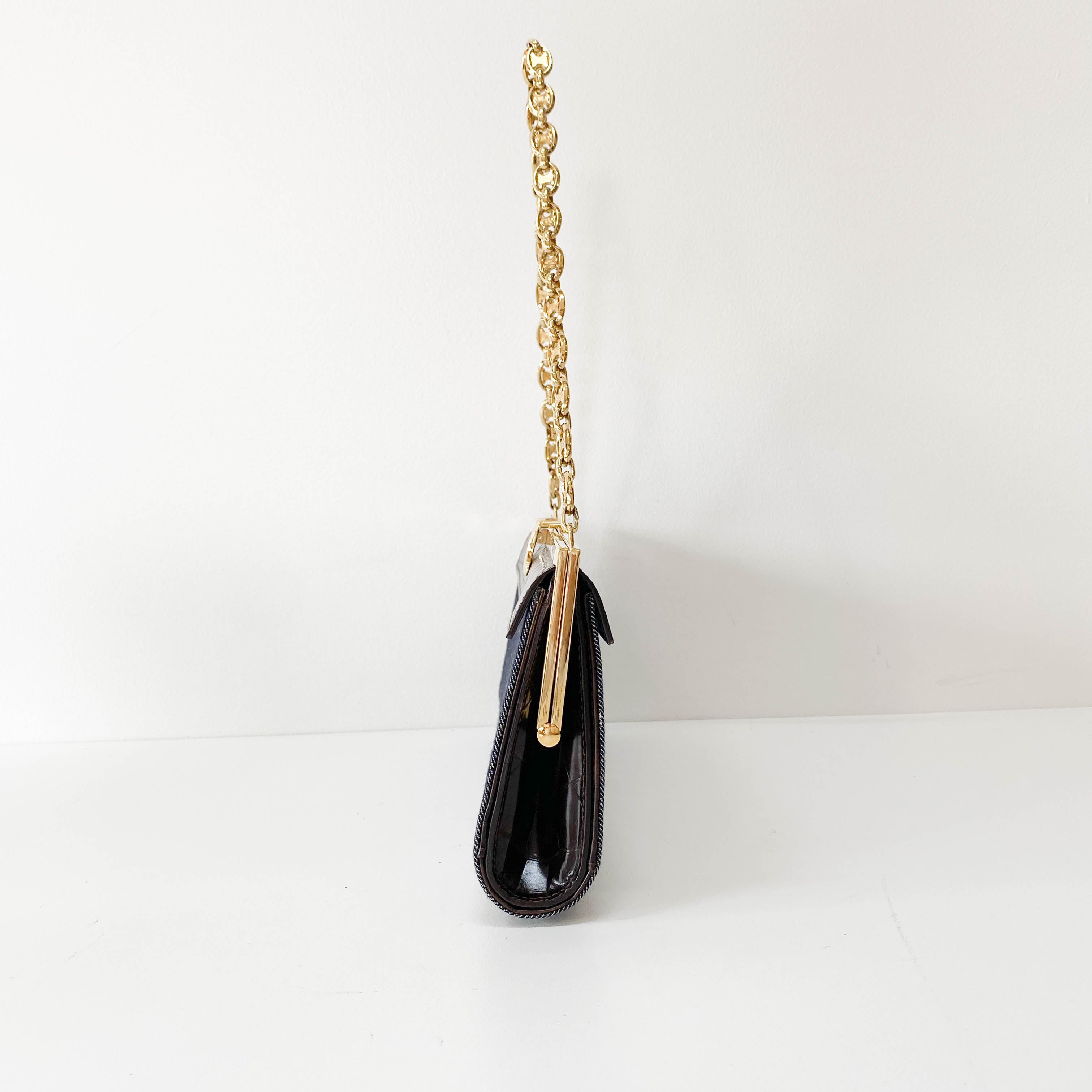 Blue Denim Clutch Shoulder Bag