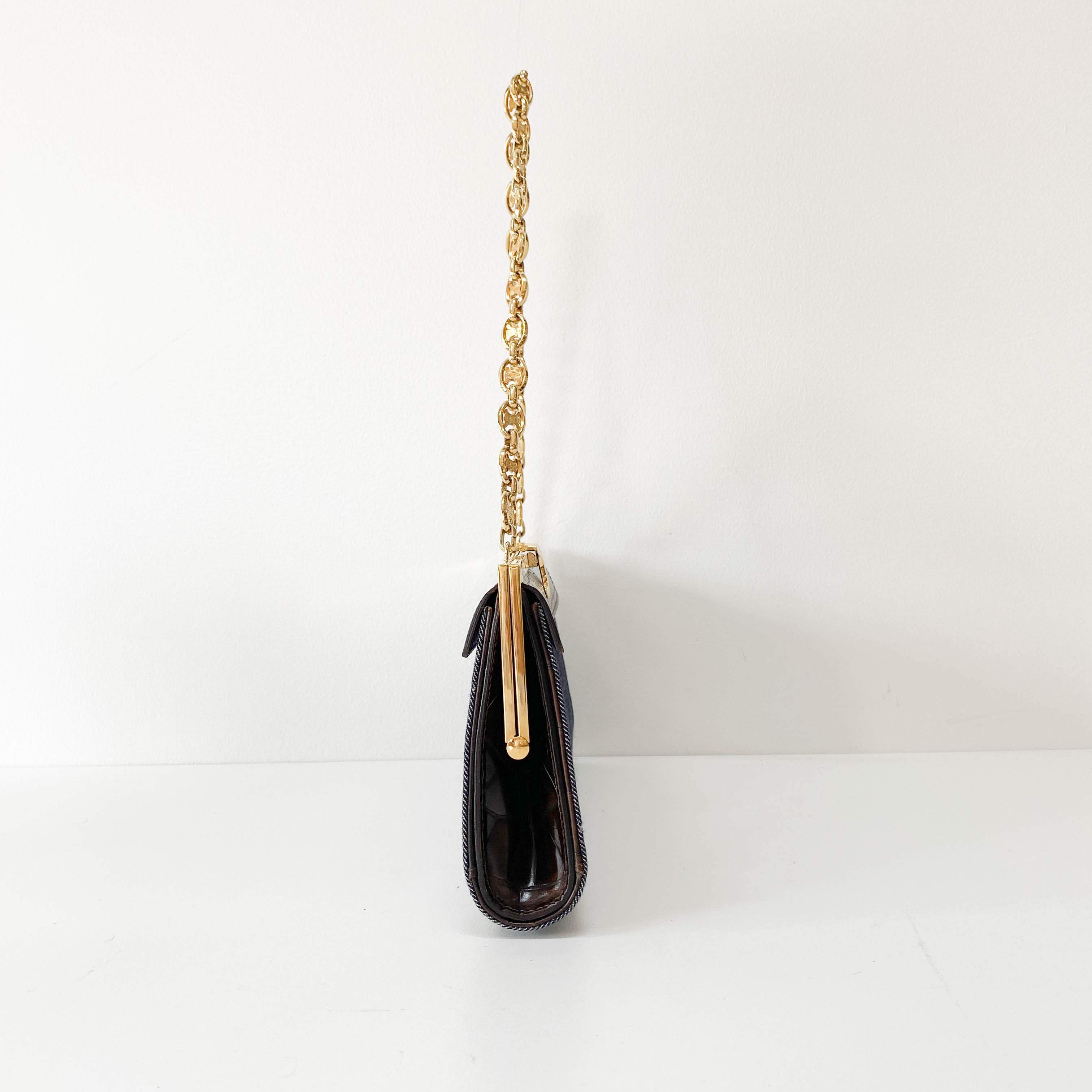 Blue Denim Clutch Shoulder Bag