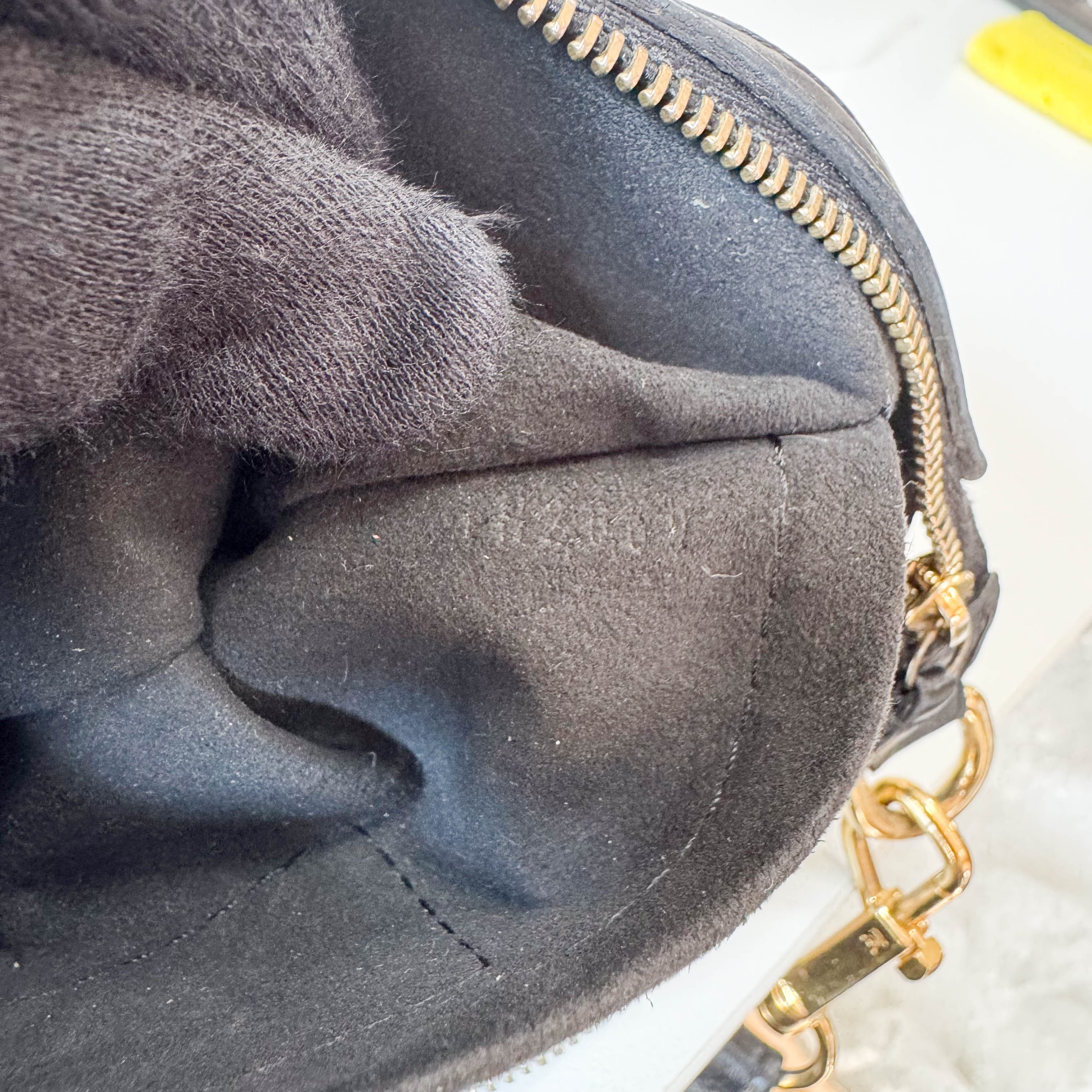 Gold Sequin Monogram in Black Leather Handbag