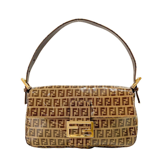 Zucchino Brown Coated Canvas Shoulder Bag