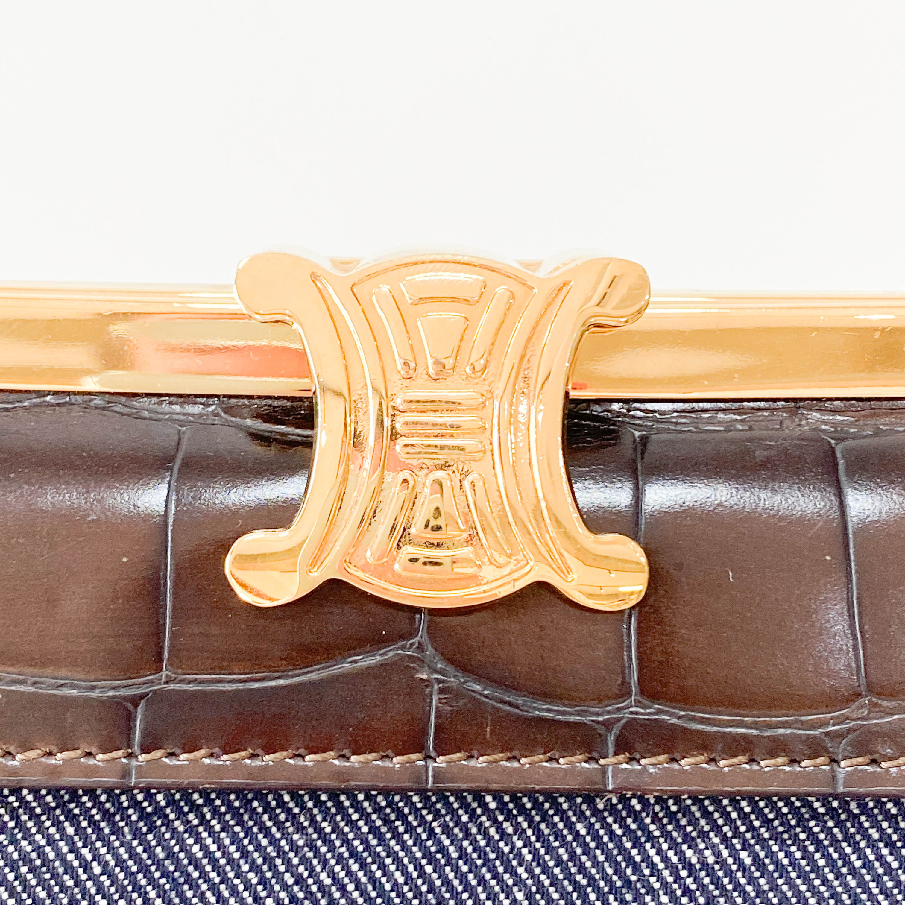 Blue Denim Clutch Shoulder Bag