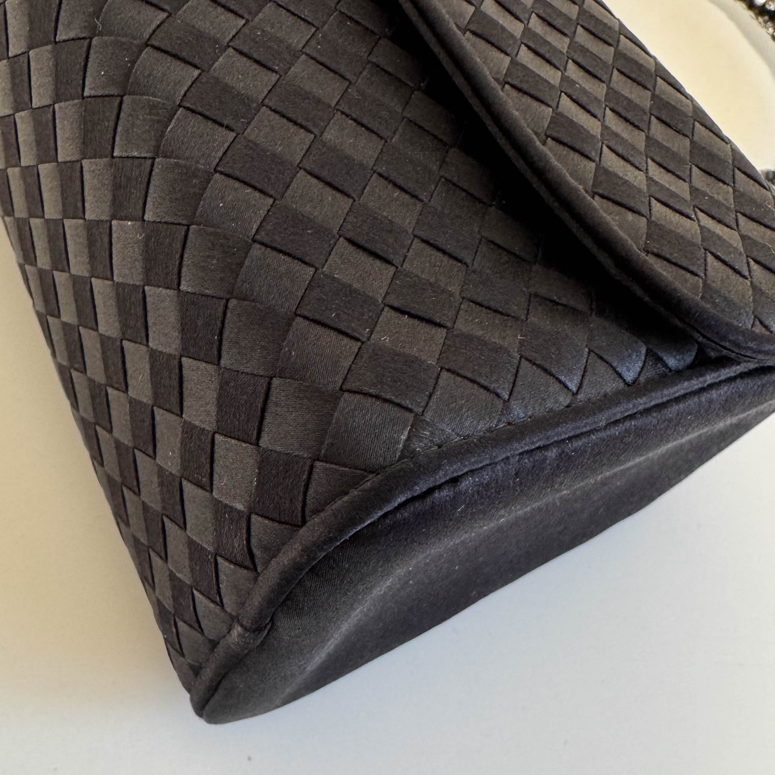 Vintage Satin Intrecciato Black Hand bag