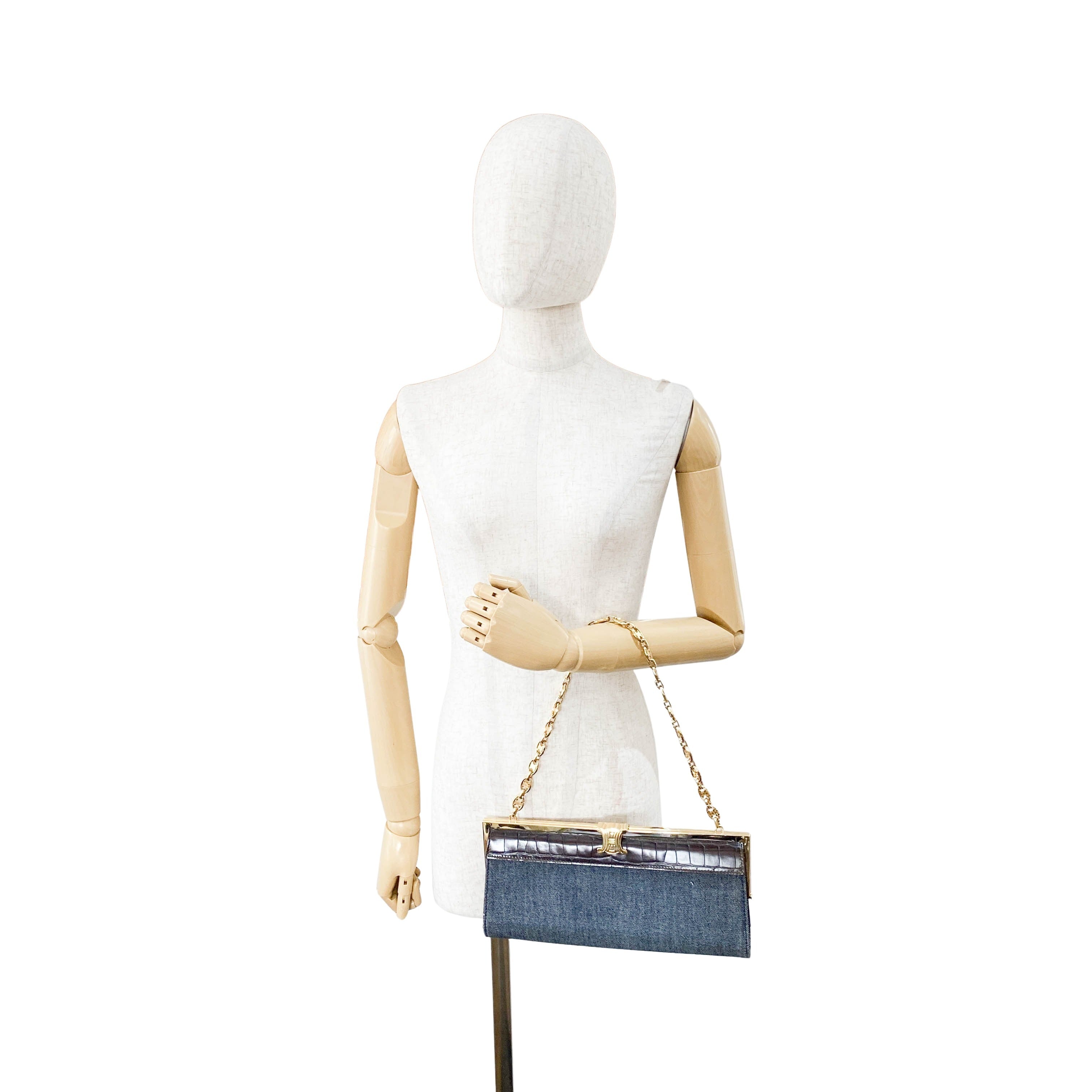 Blue Denim Clutch Shoulder Bag