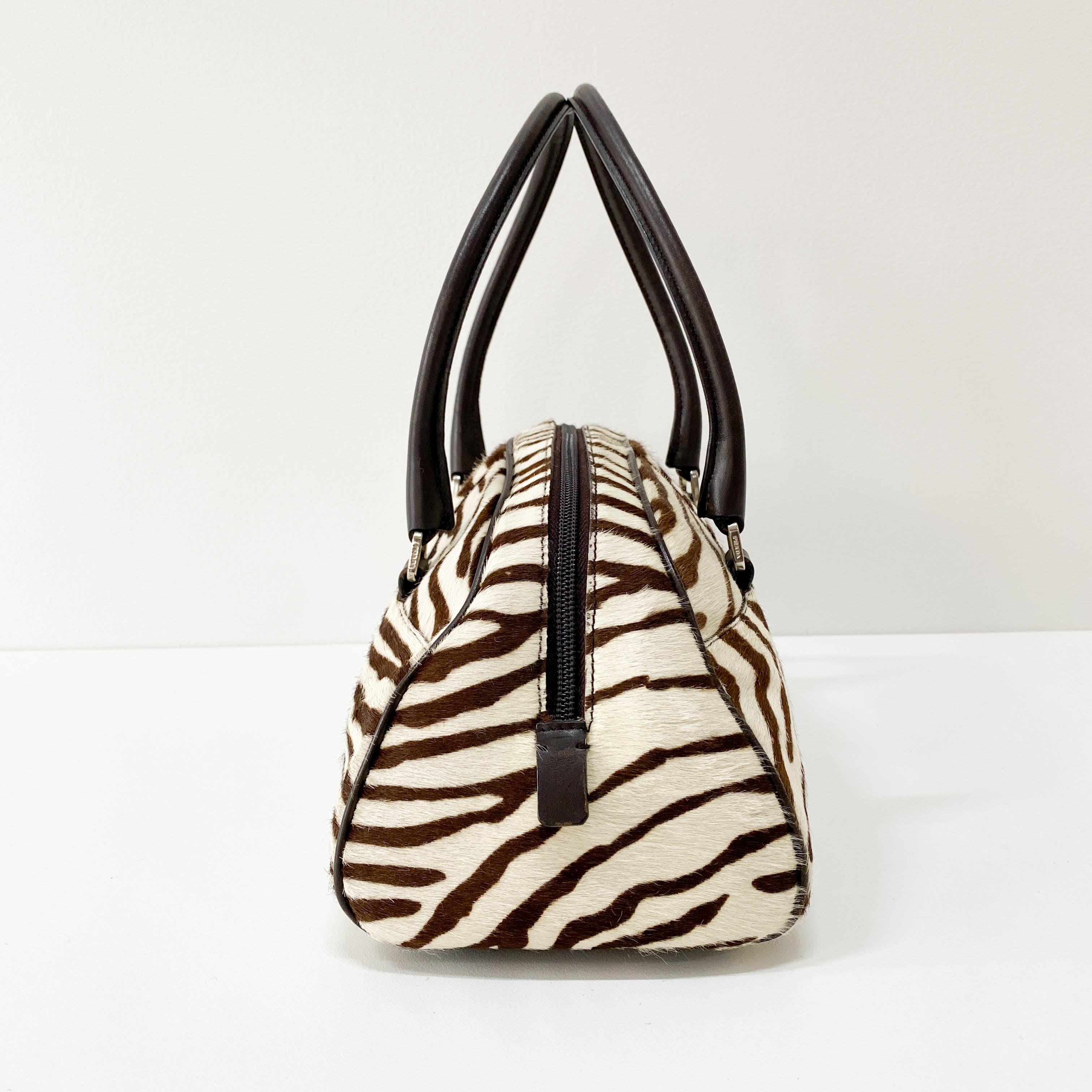 Vintage Zebra Pony Hair Hand Bag