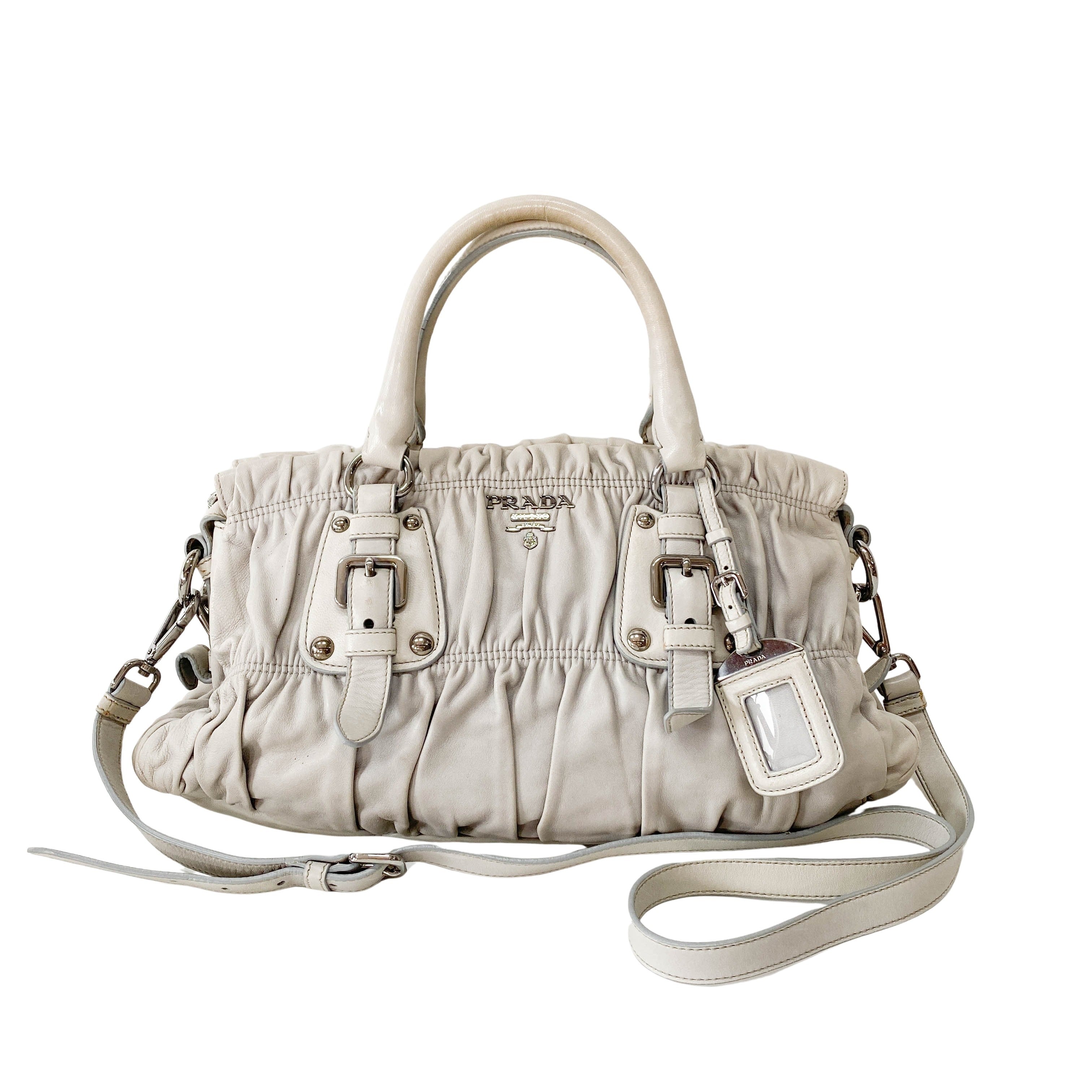 Grey Nappa Leather Two Way Bag