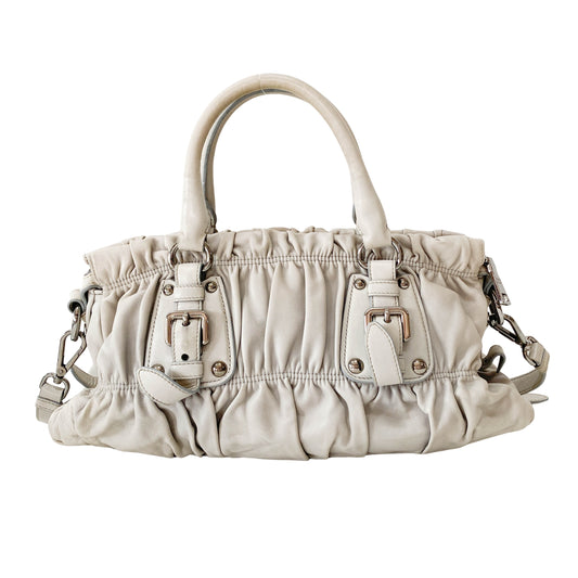 Grey Nappa Leather Two Way Bag