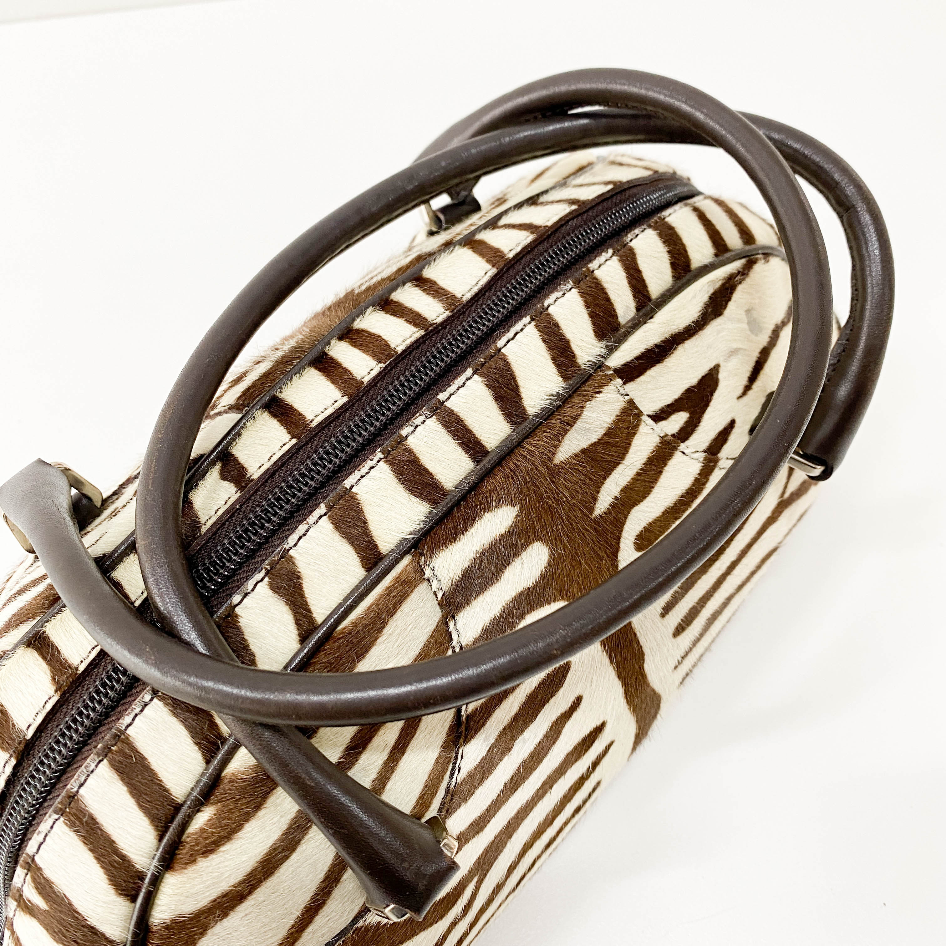 Vintage Zebra Pony Hair Hand Bag