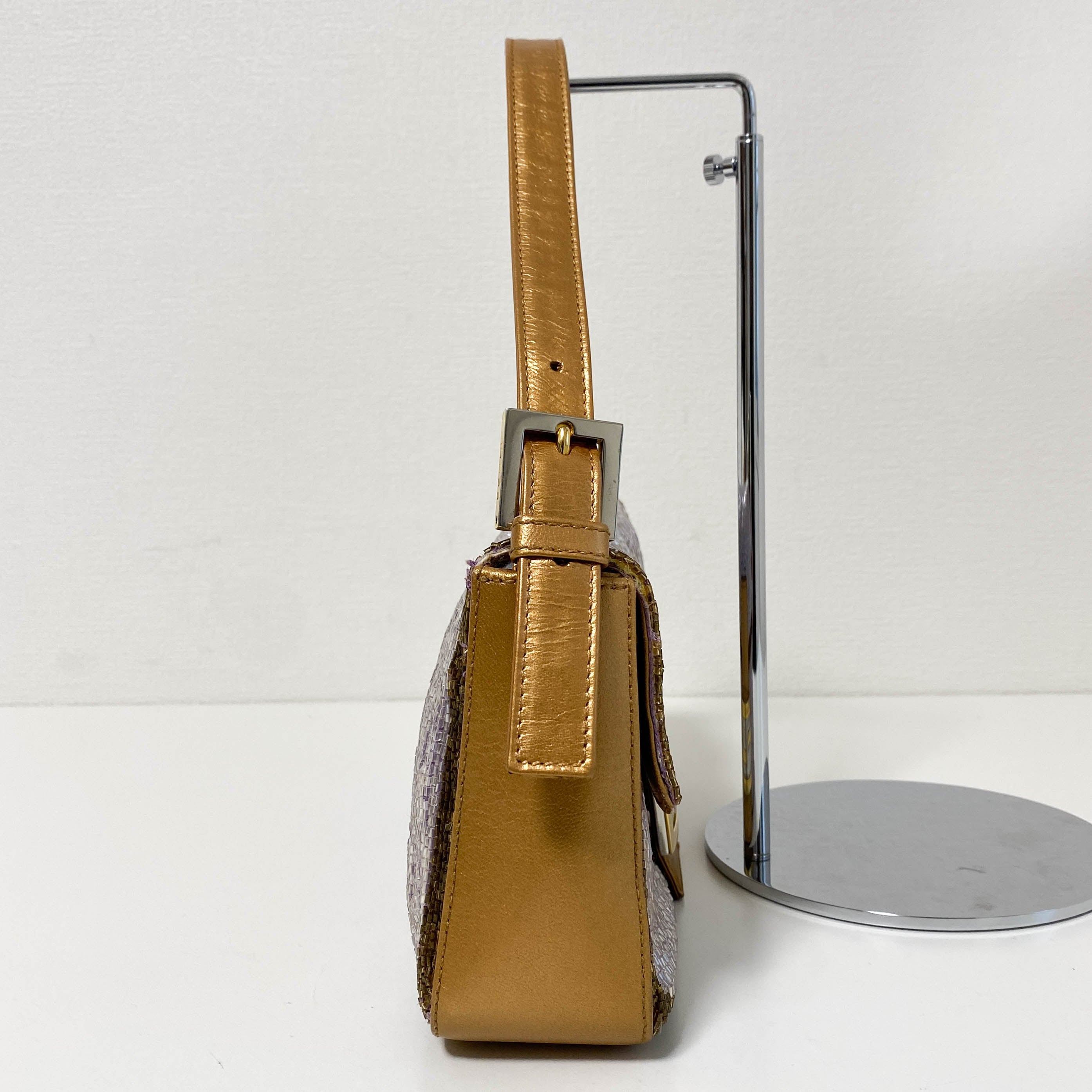 Baguette Purple Beaded Shoulder Bag