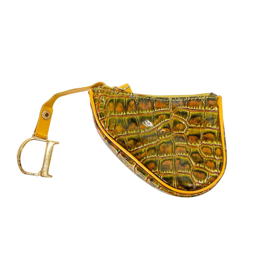 Saddle Yellow Embossed Leather Coin Case