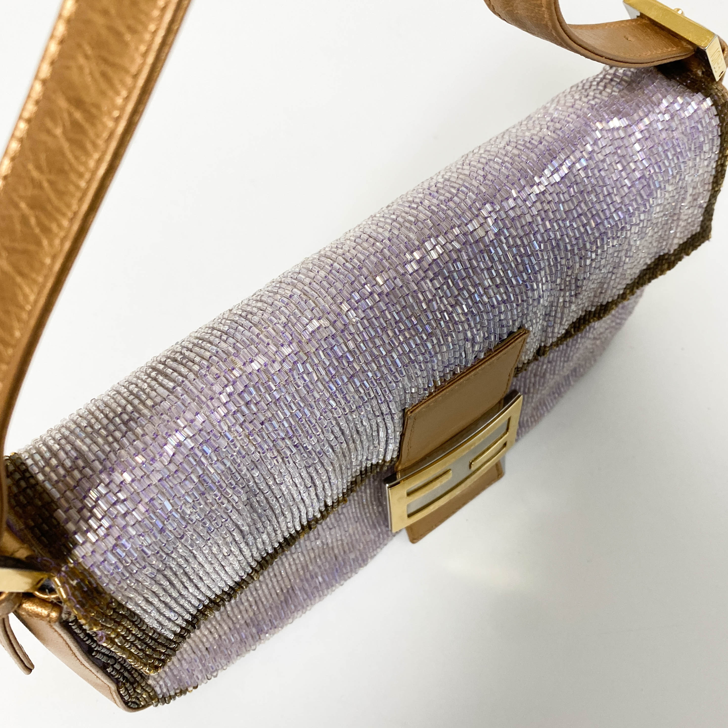 Baguette Purple Beaded Shoulder Bag