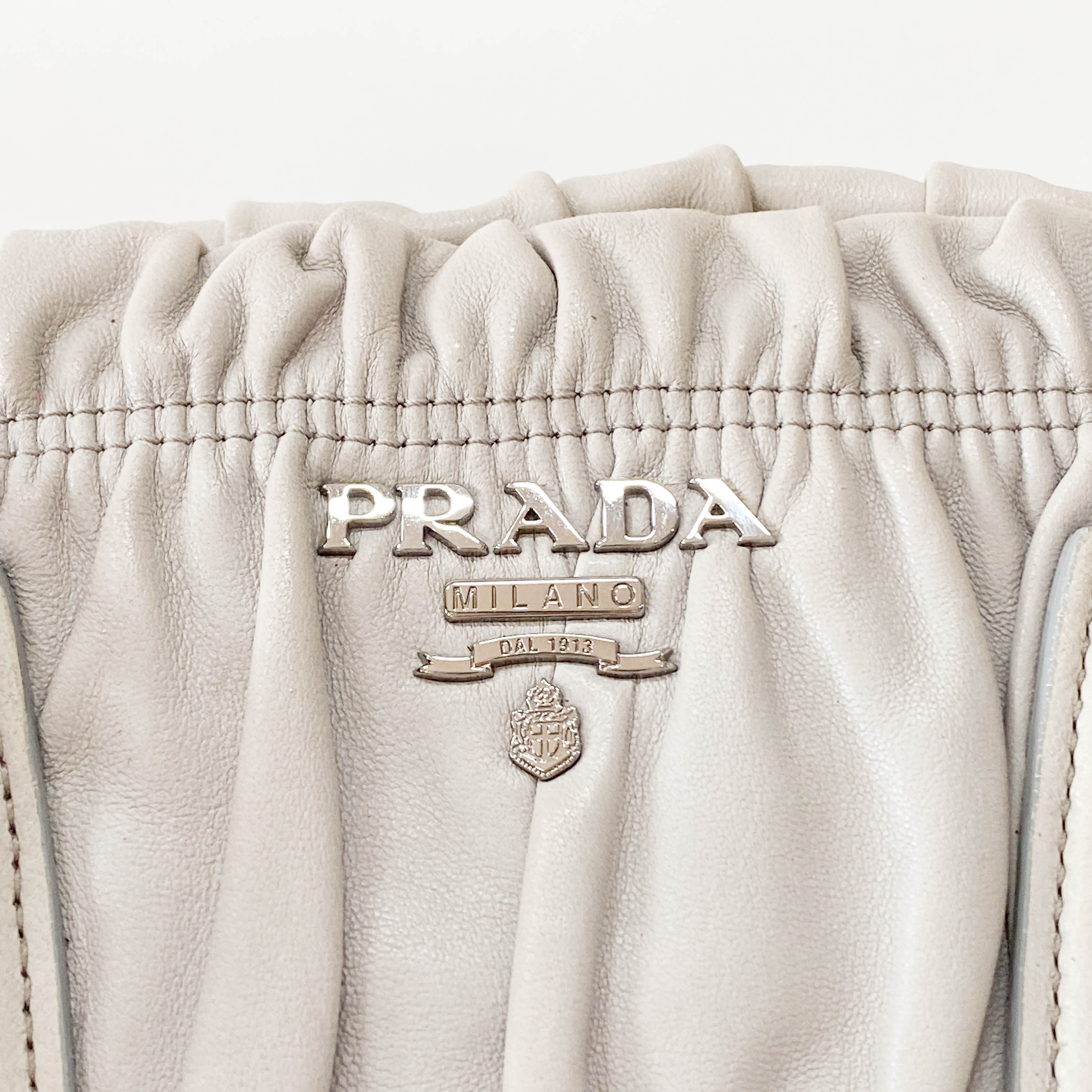 Grey Nappa Leather Two Way Bag