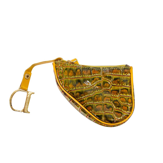 Saddle Yellow Embossed Leather Coin Case
