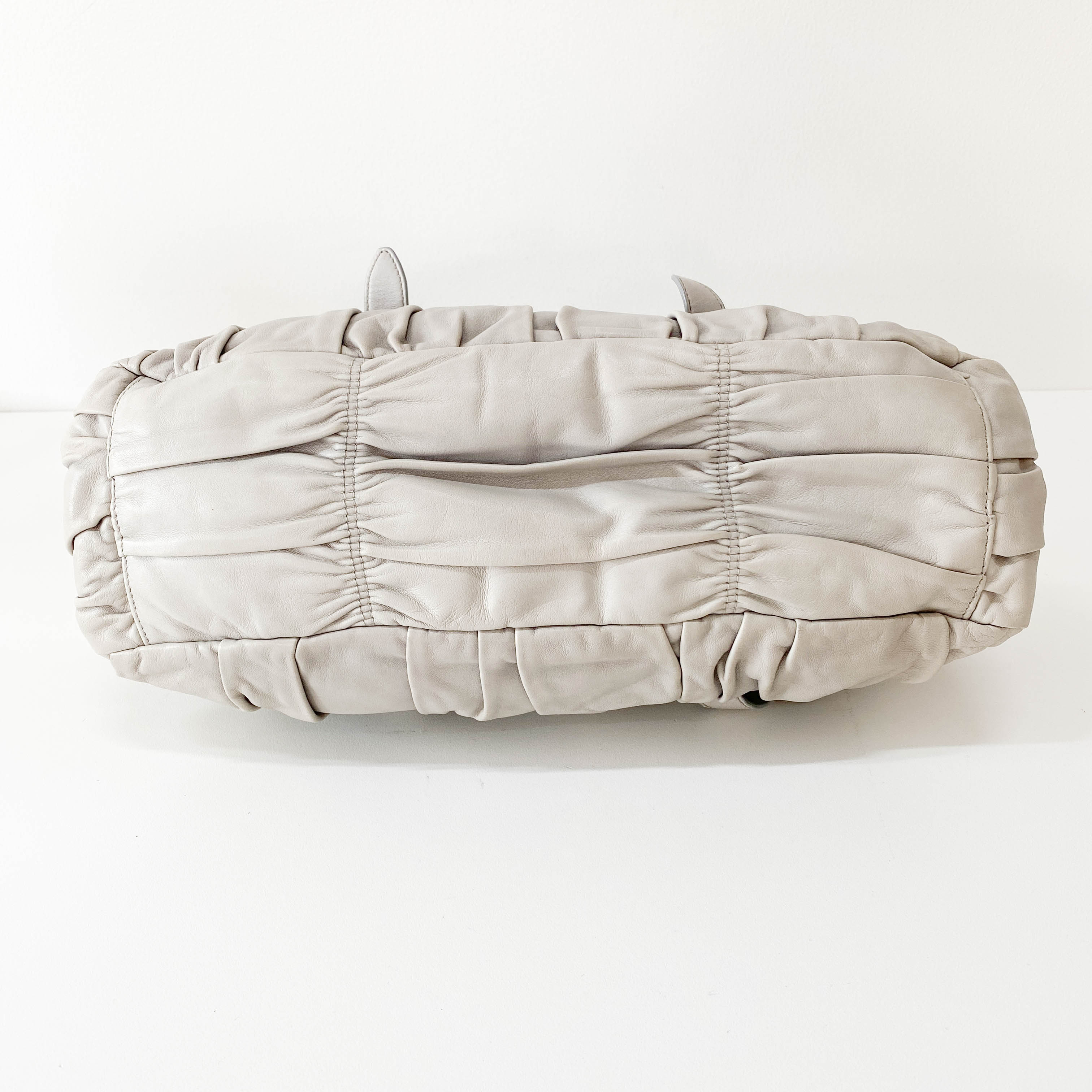 Grey Nappa Leather Two Way Bag