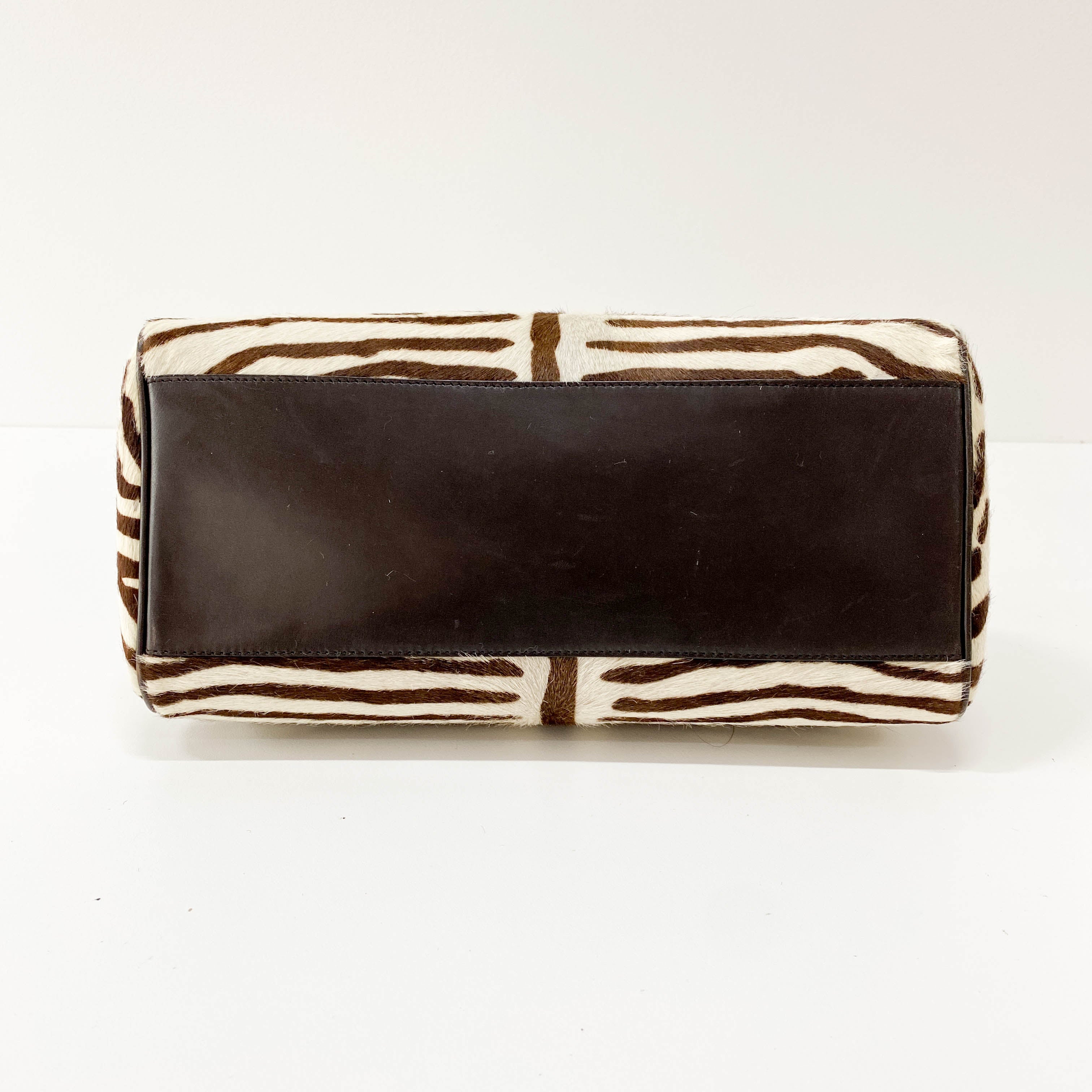 Vintage Zebra Pony Hair Hand Bag