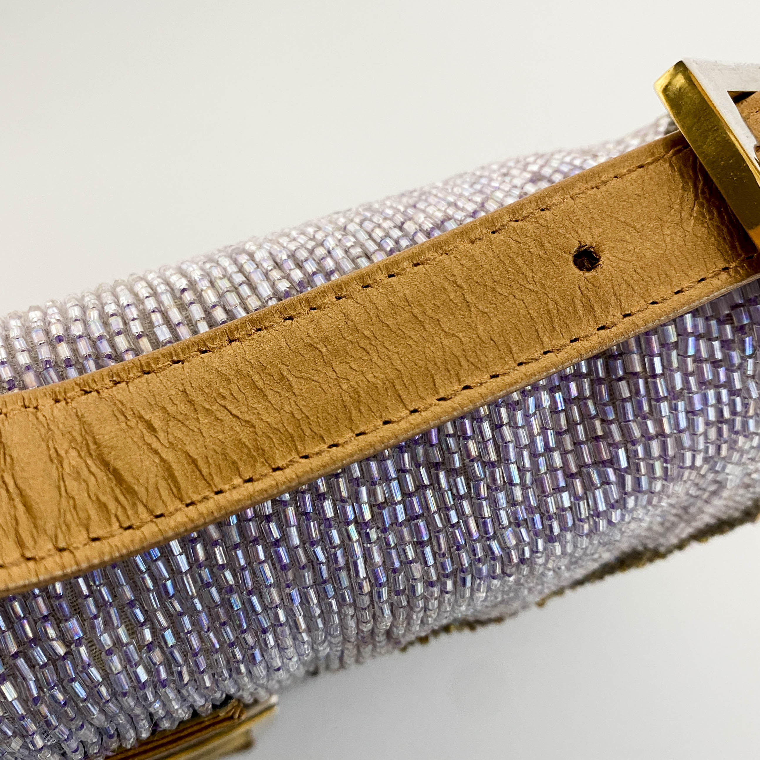 Baguette Purple Beaded Shoulder Bag