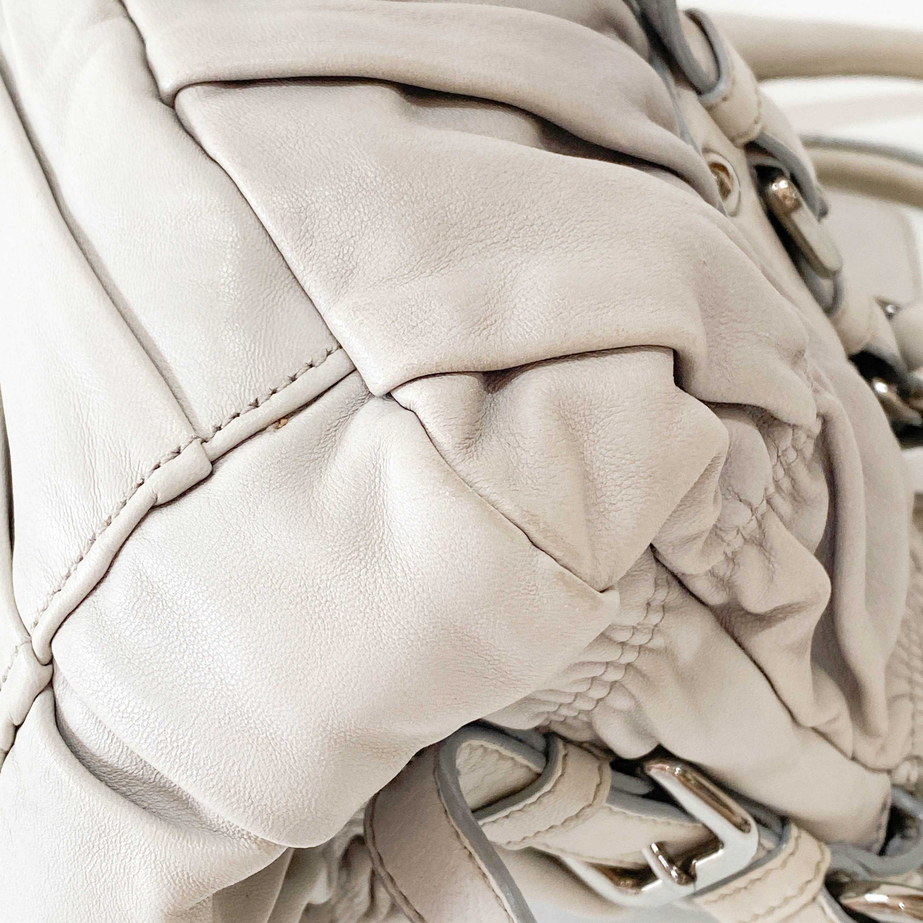 Grey Nappa Leather Two Way Bag