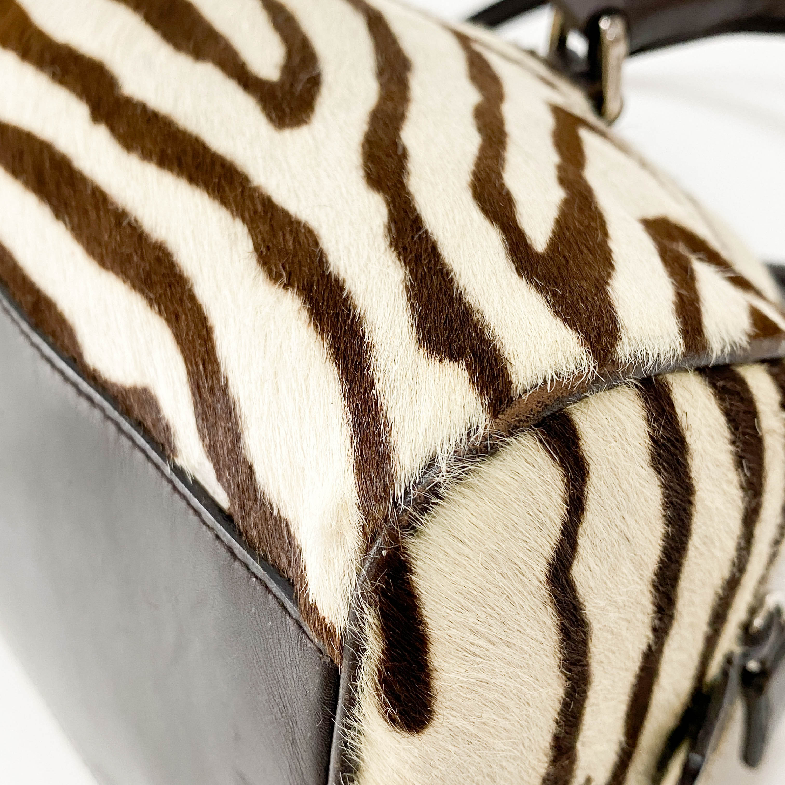 Vintage Zebra Pony Hair Hand Bag