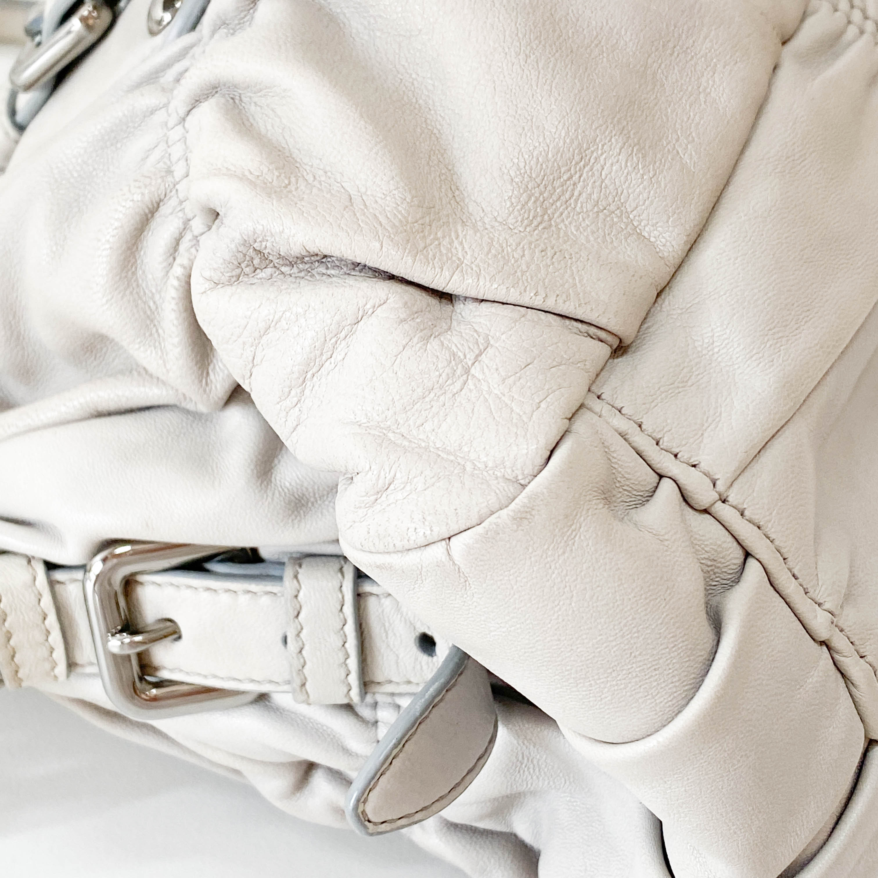 Grey Nappa Leather Two Way Bag