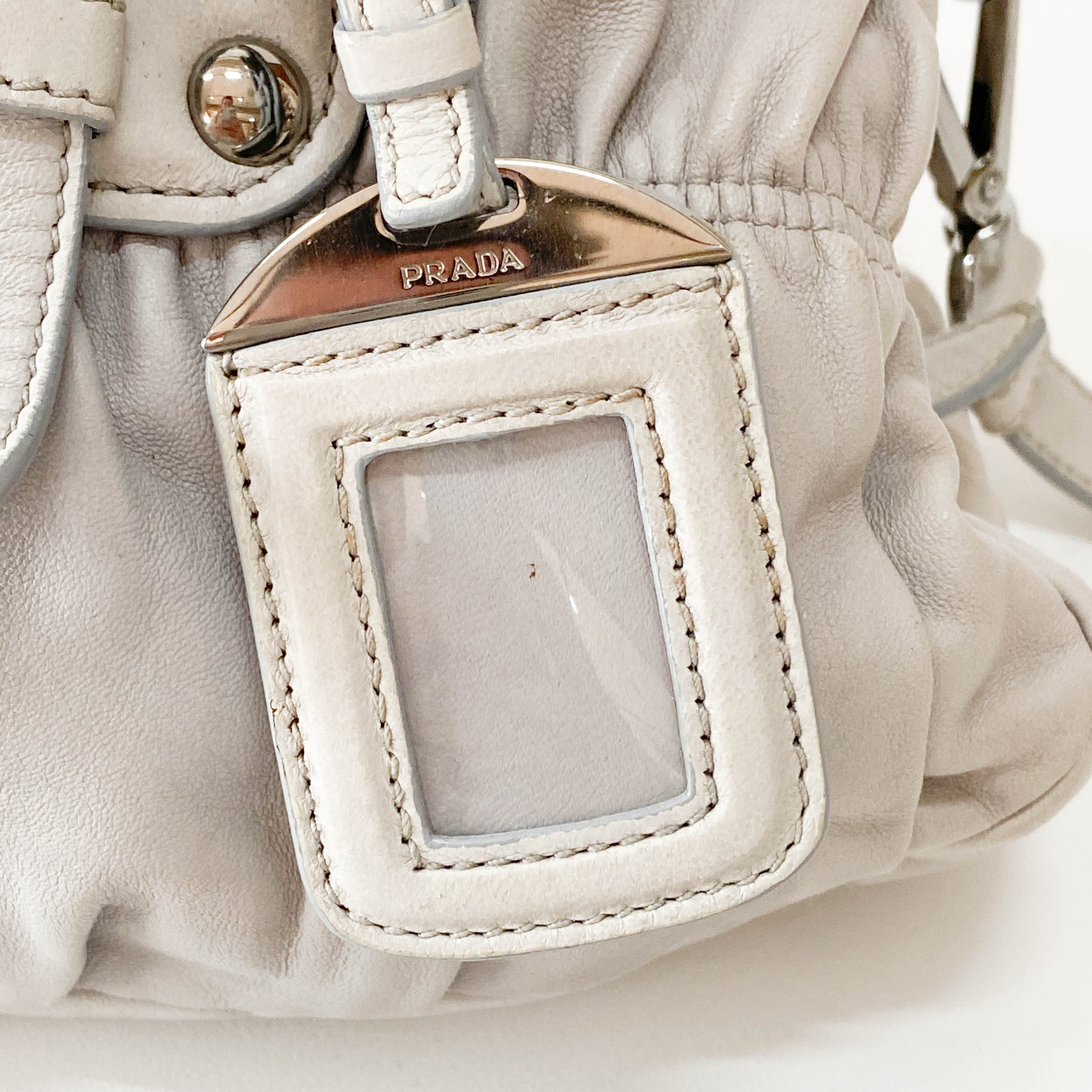 Grey Nappa Leather Two Way Bag