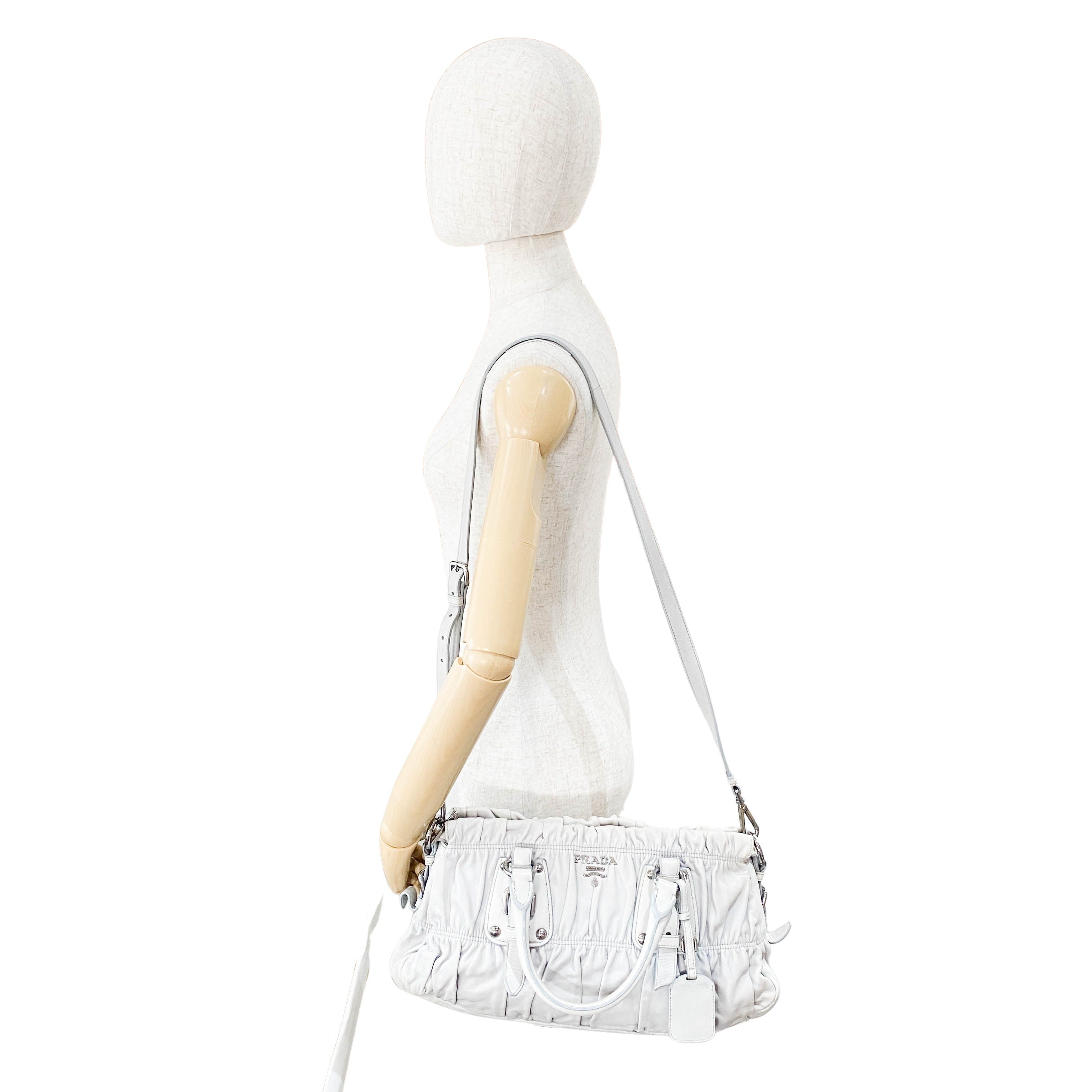 Grey Nappa Leather Two Way Bag