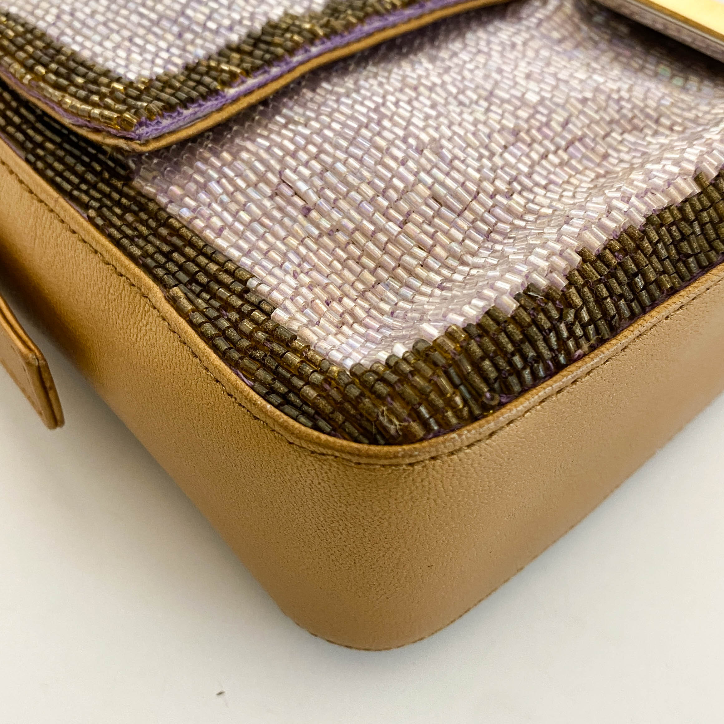 Baguette Purple Beaded Shoulder Bag