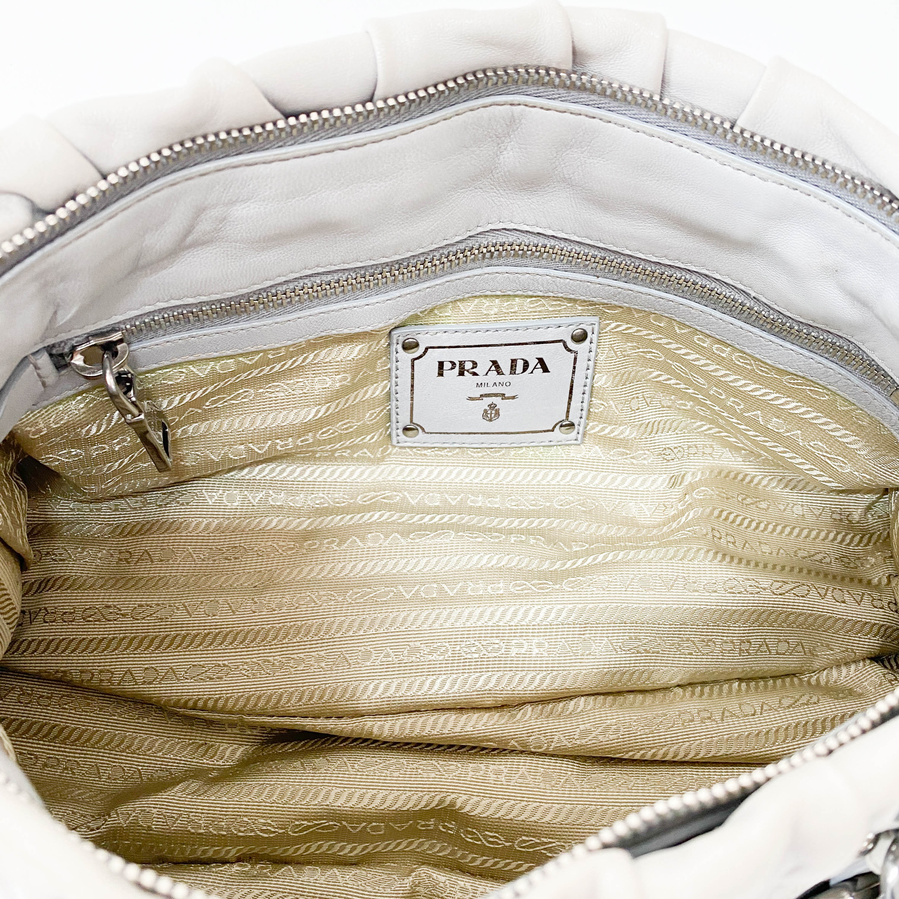 Grey Nappa Leather Two Way Bag