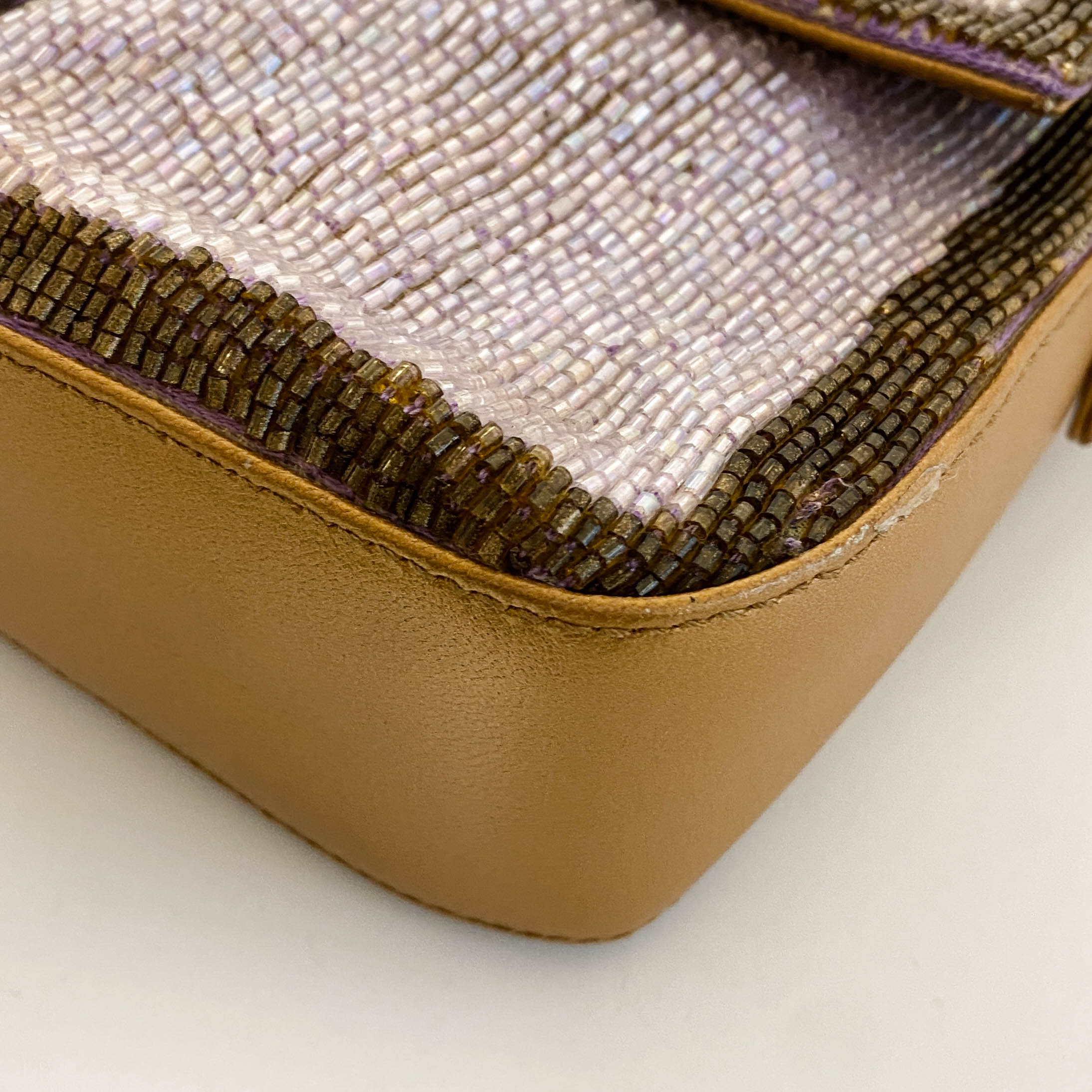 Baguette Purple Beaded Shoulder Bag