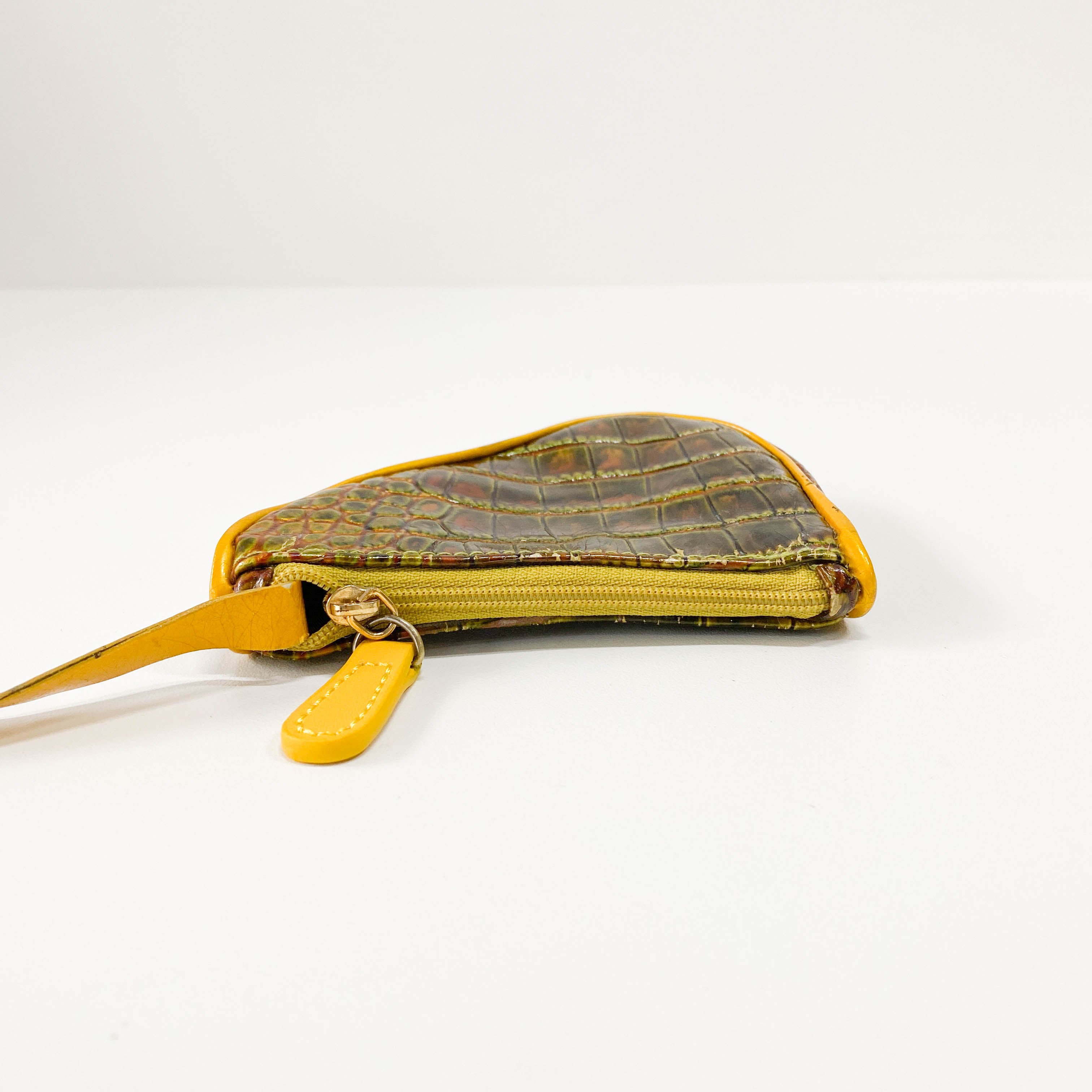 Saddle Yellow Embossed Leather Coin Case