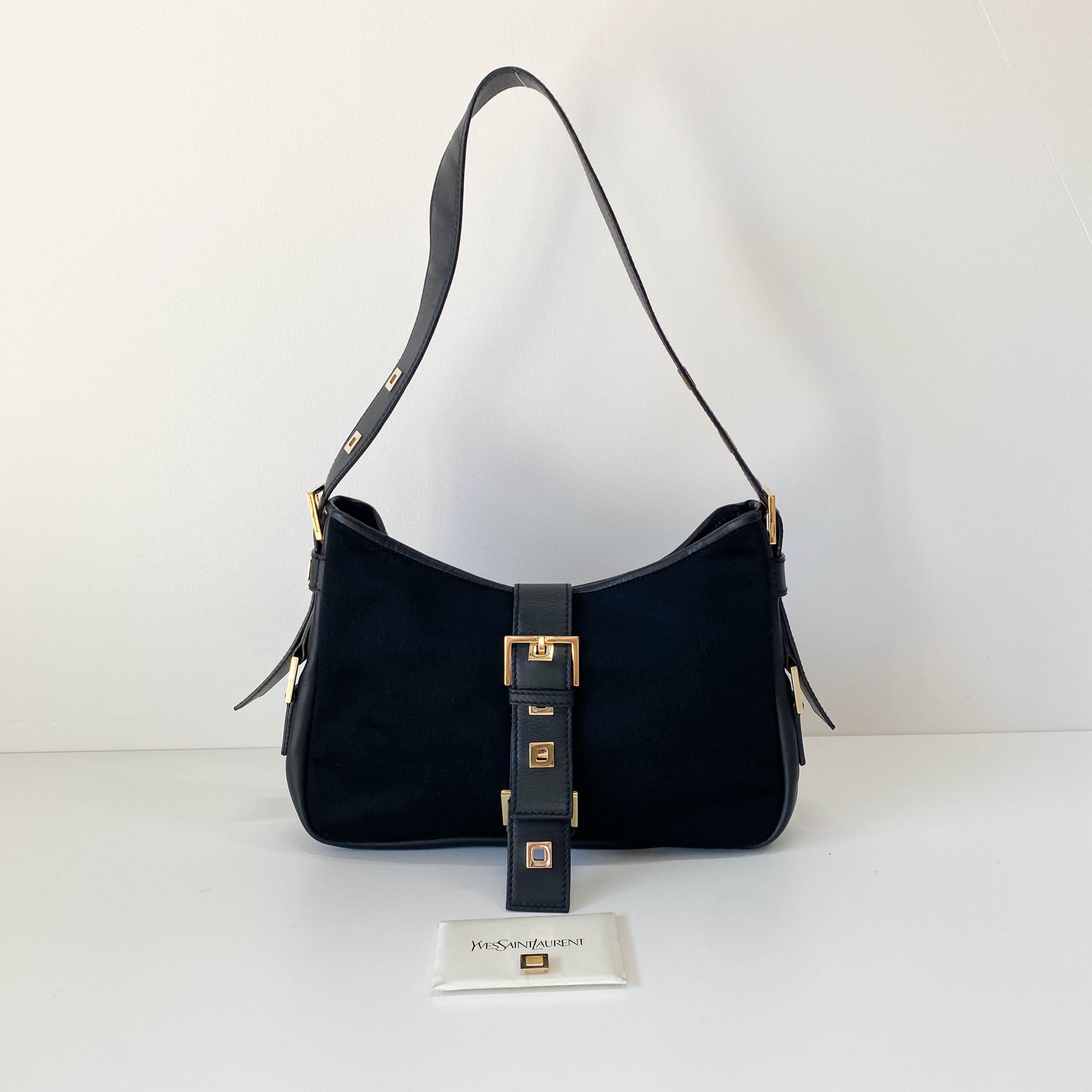 Archive YSL Black Cashmere Shoulder Bag