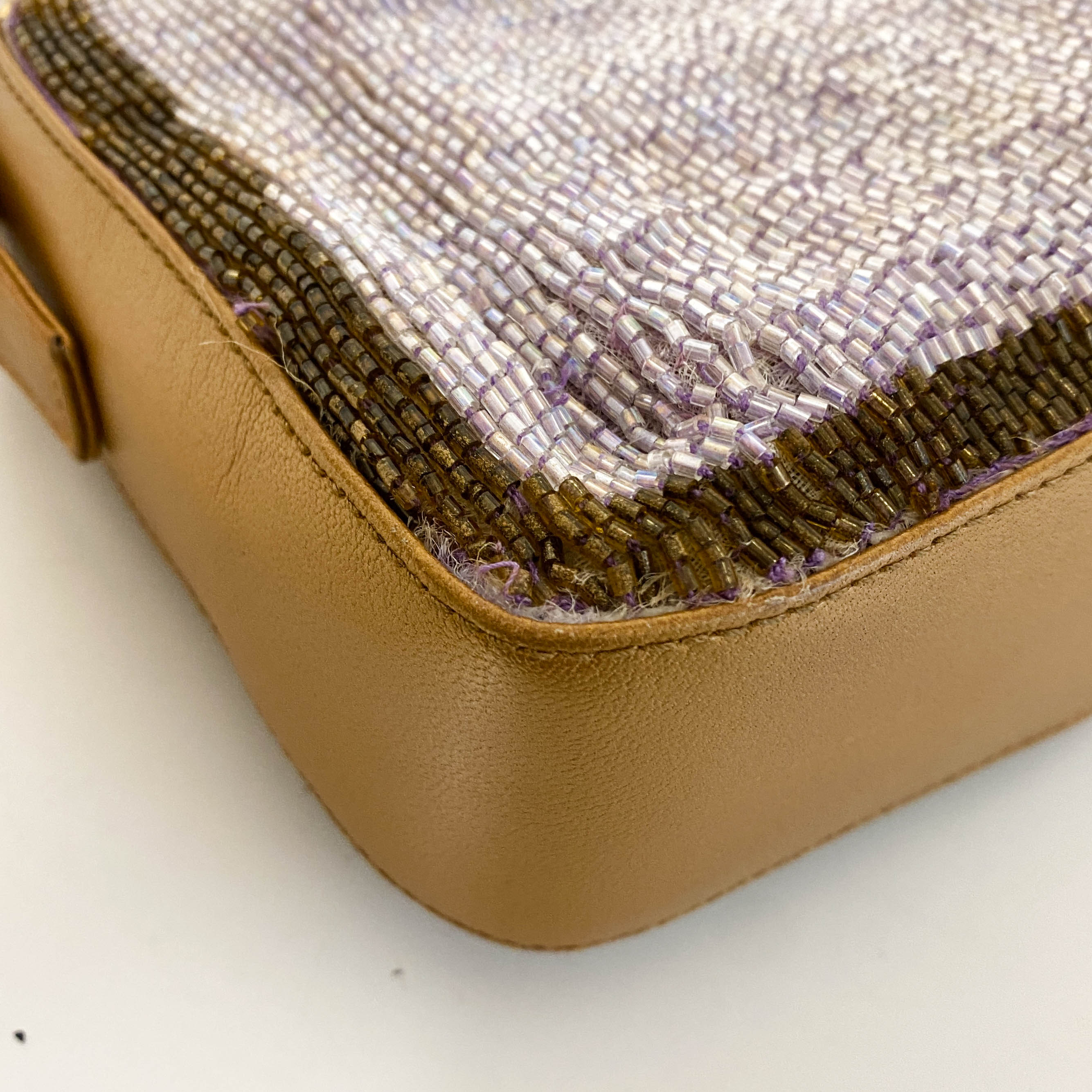 Baguette Purple Beaded Shoulder Bag