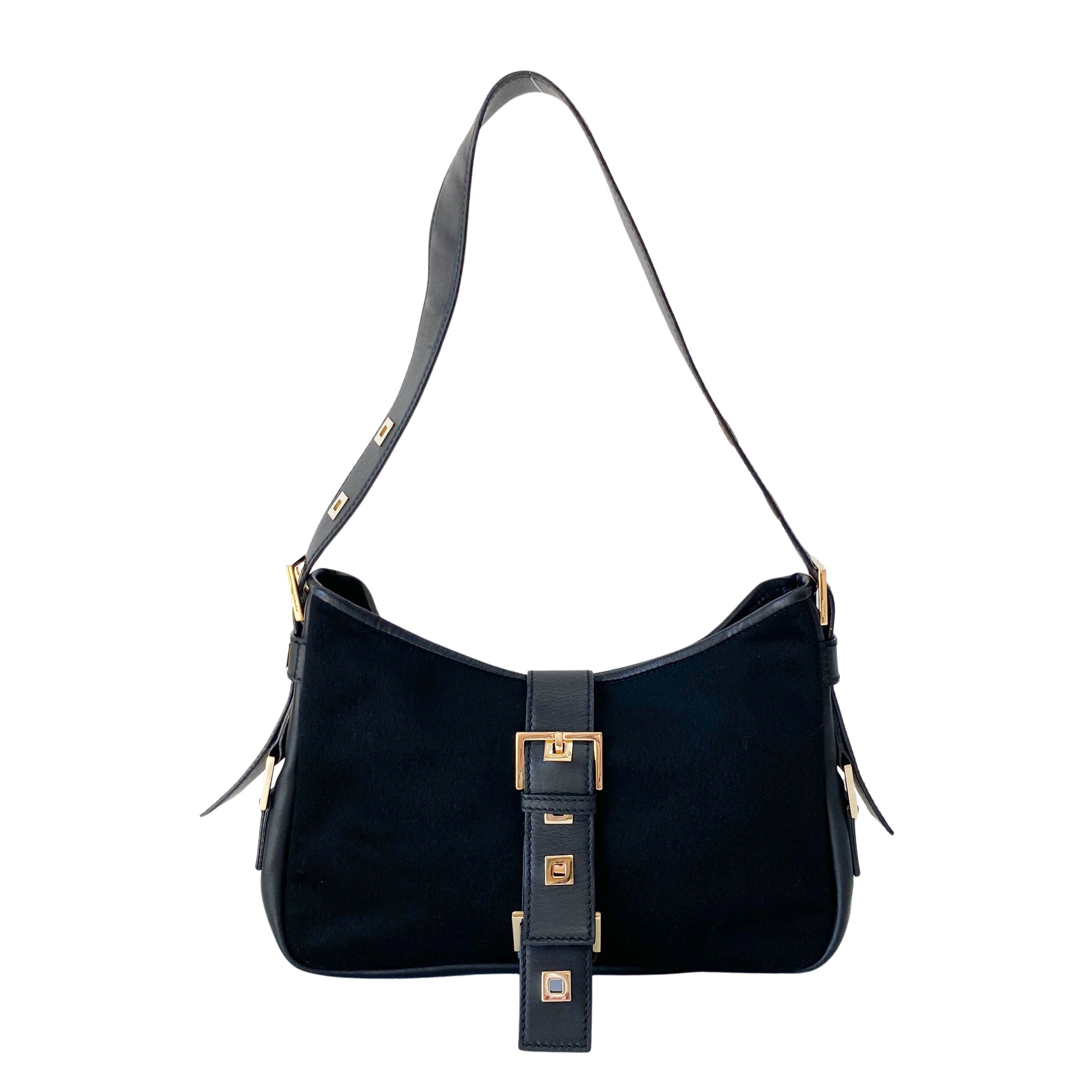Archive YSL Black Cashmere Shoulder Bag