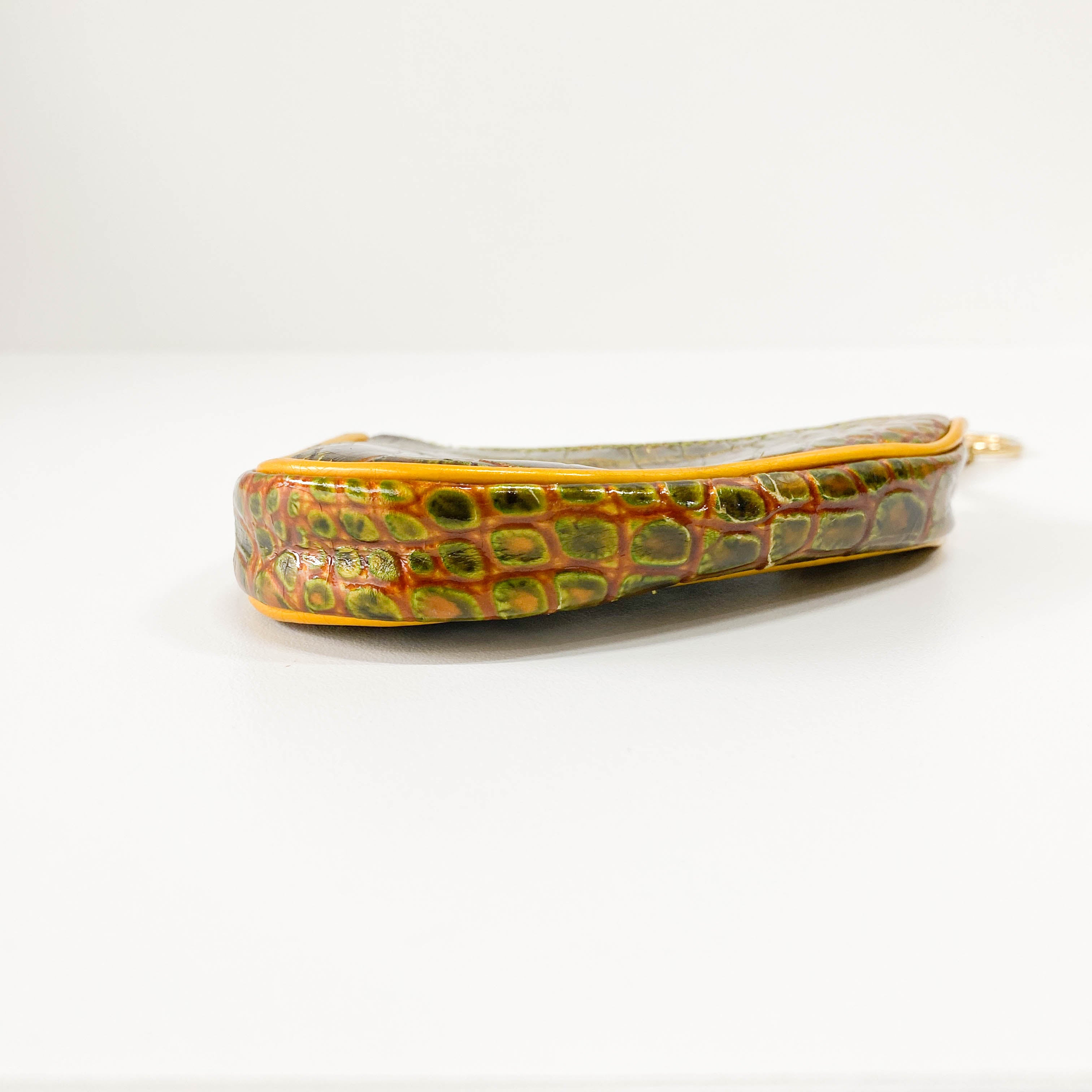 Saddle Yellow Embossed Leather Coin Case