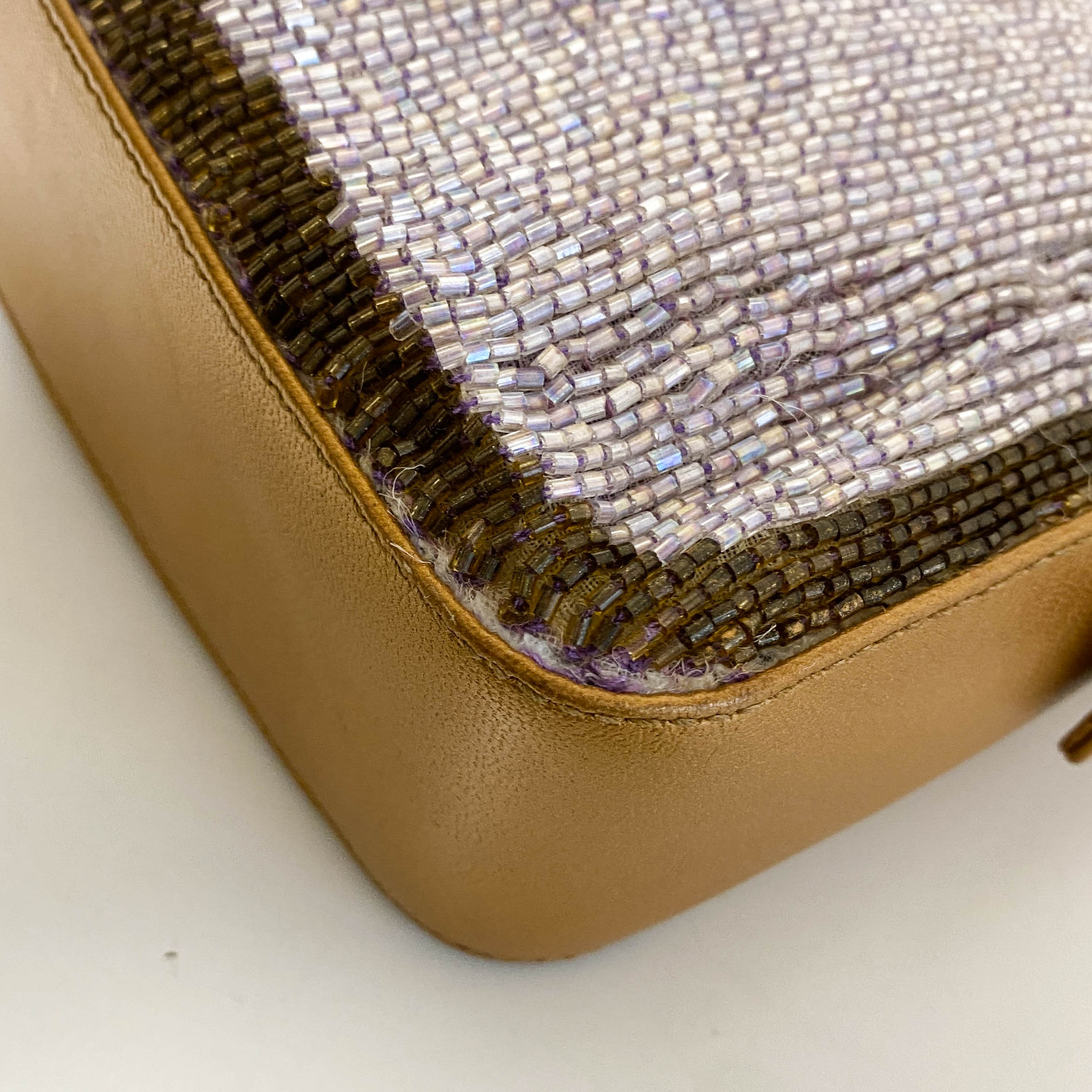 Baguette Purple Beaded Shoulder Bag