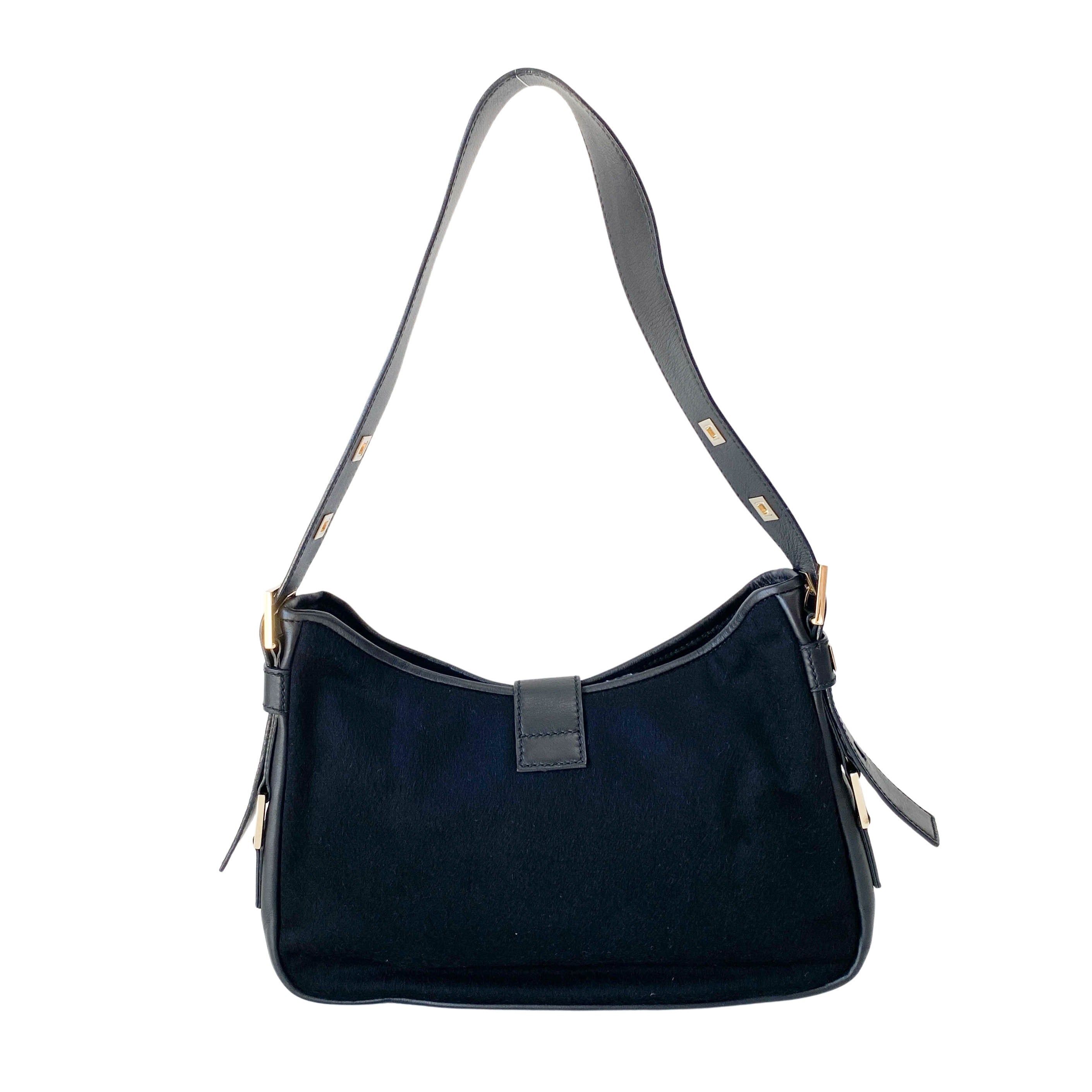 Archive YSL Black Cashmere Shoulder Bag