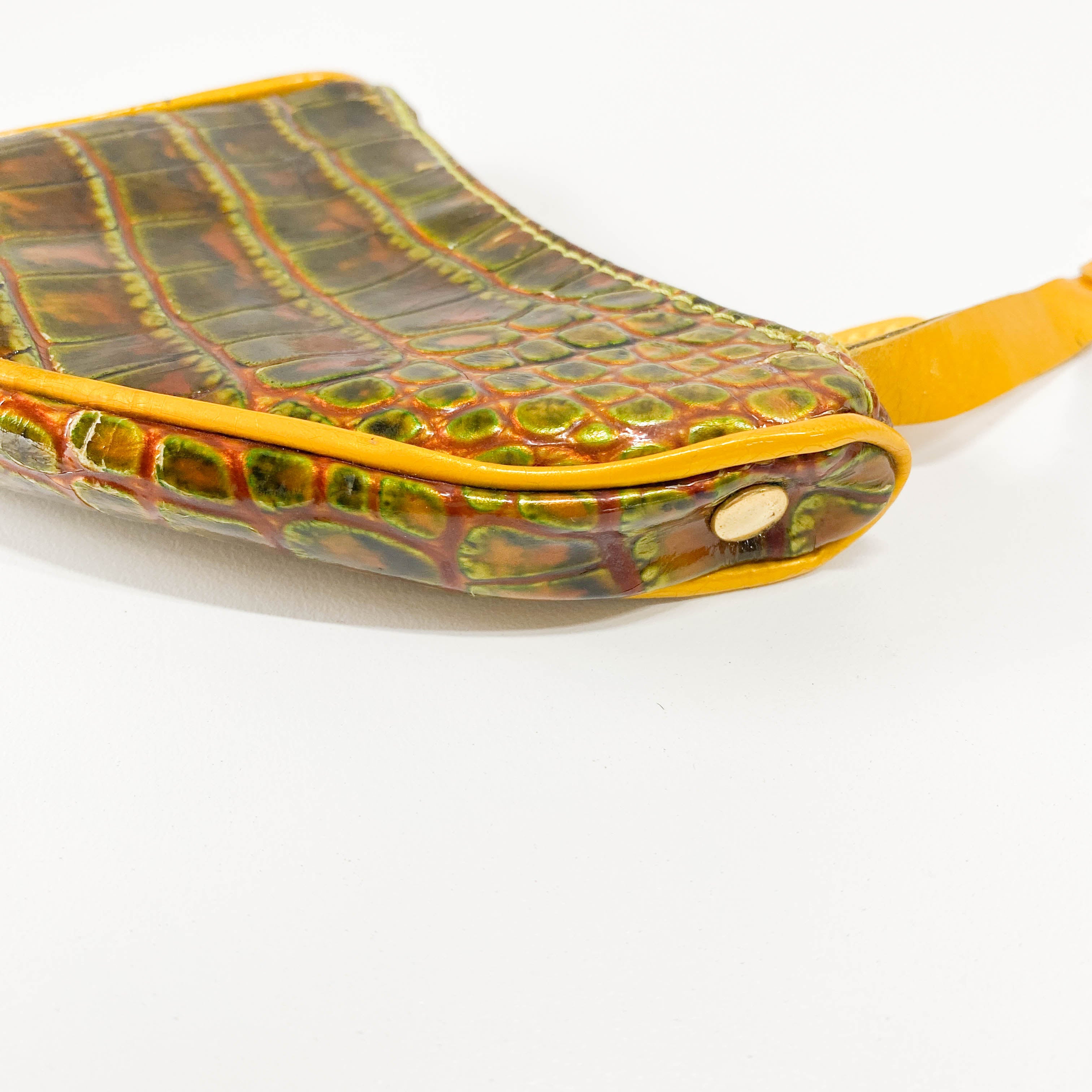 Saddle Yellow Embossed Leather Coin Case