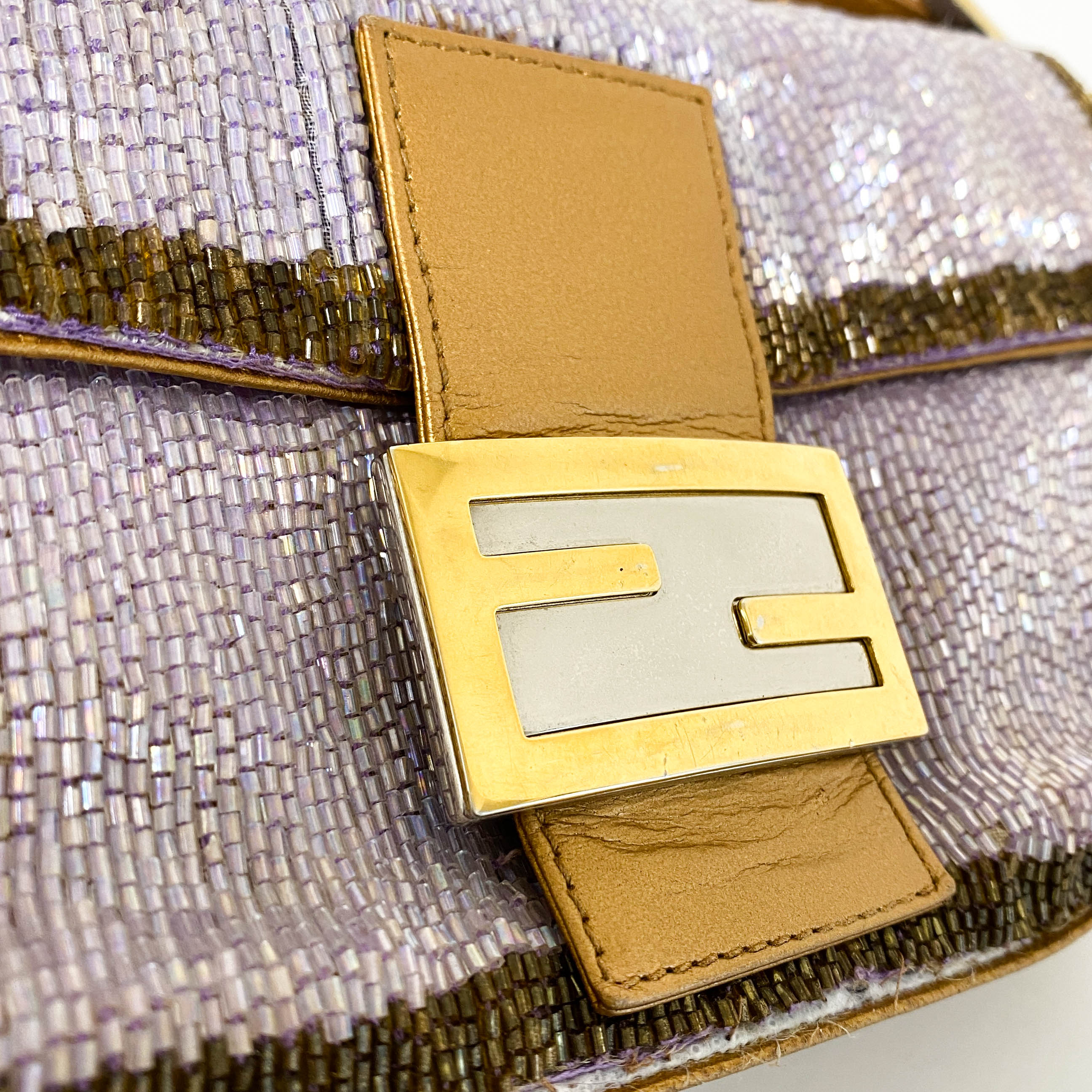 Baguette Purple Beaded Shoulder Bag