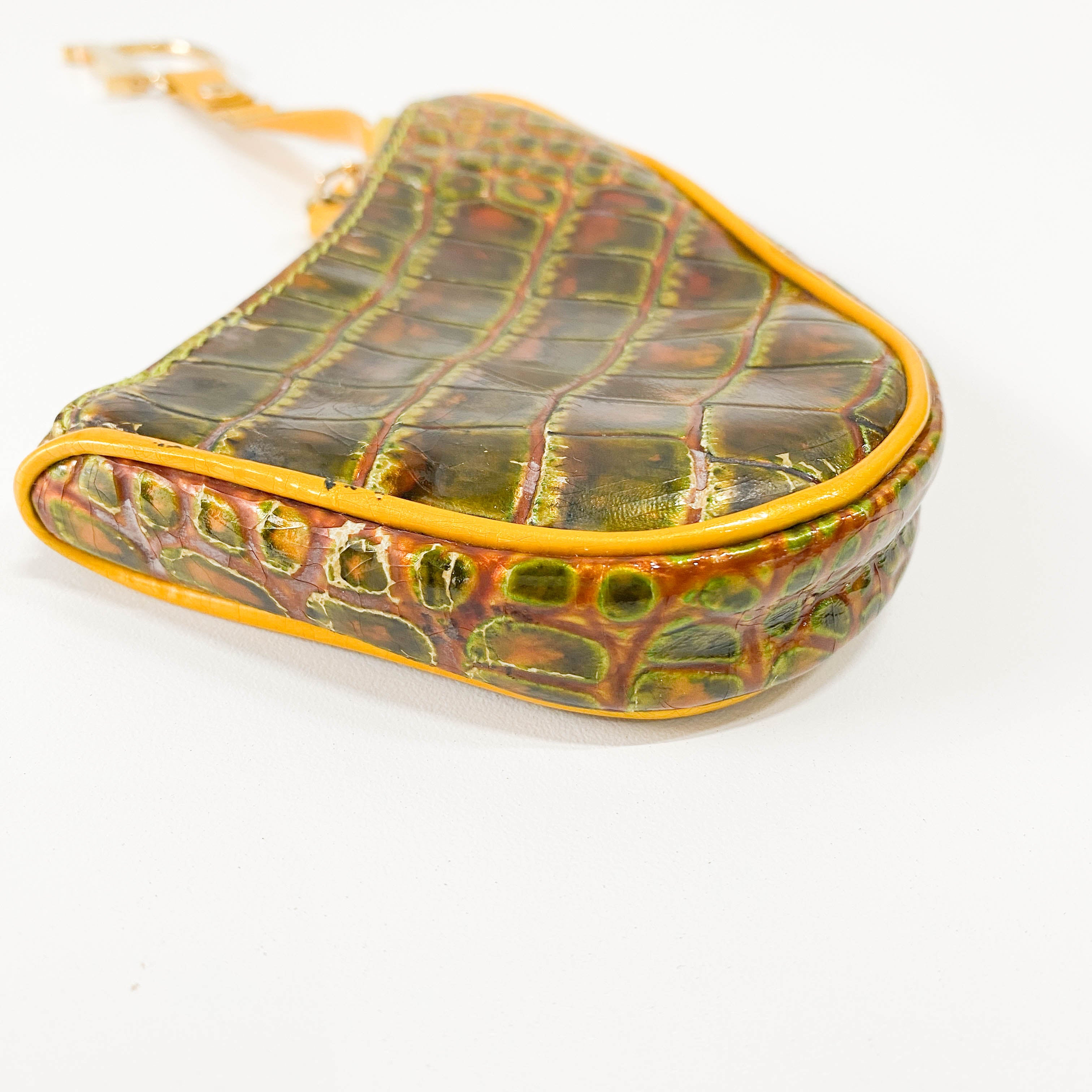 Saddle Yellow Embossed Leather Coin Case