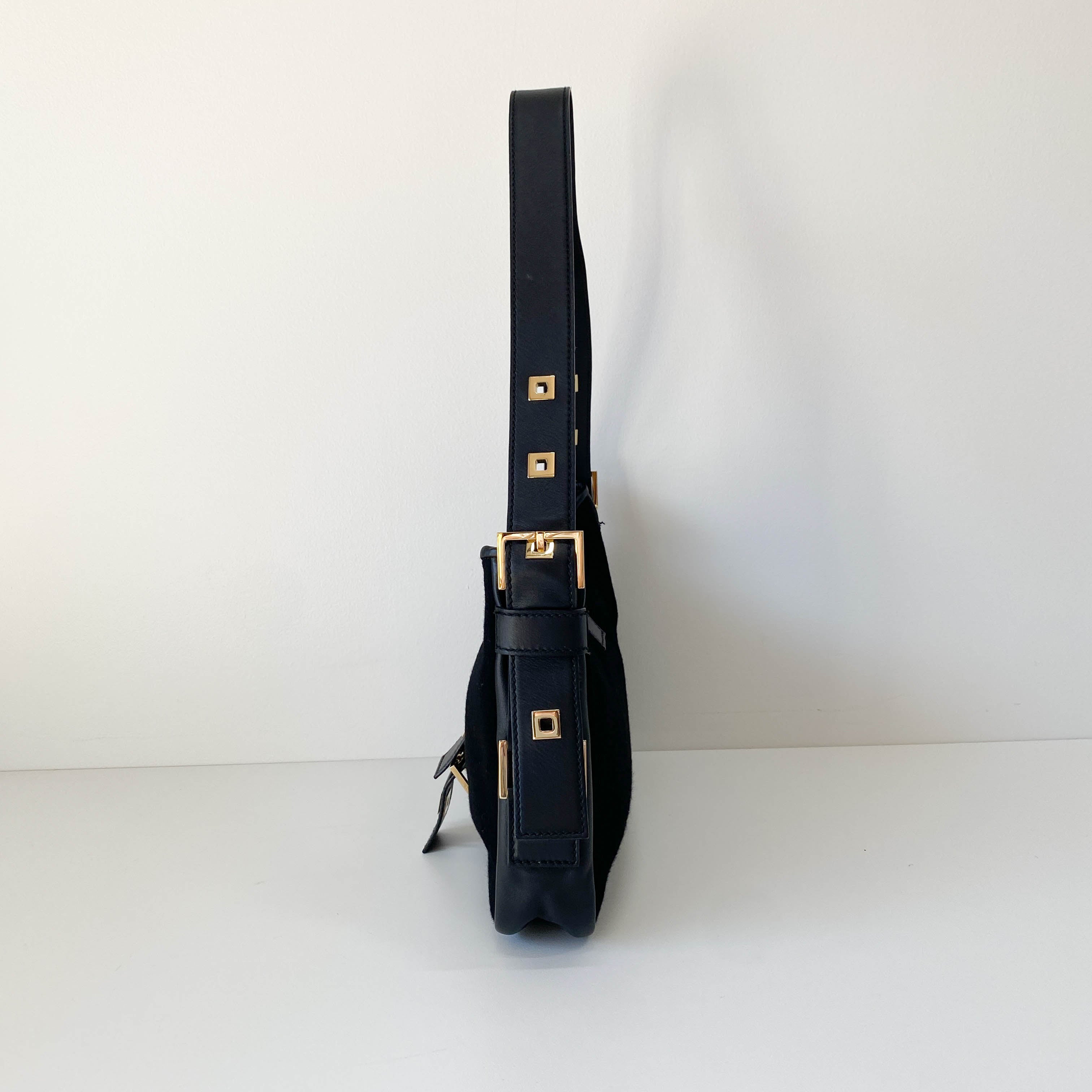 Archive YSL Black Cashmere Shoulder Bag