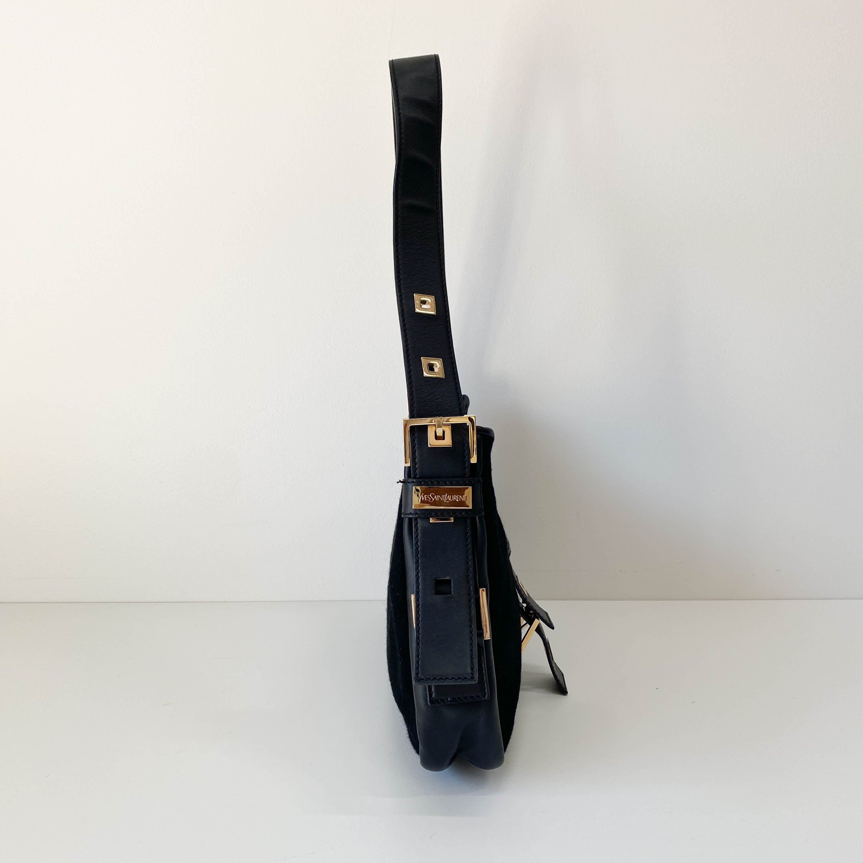 Archive YSL Black Cashmere Shoulder Bag