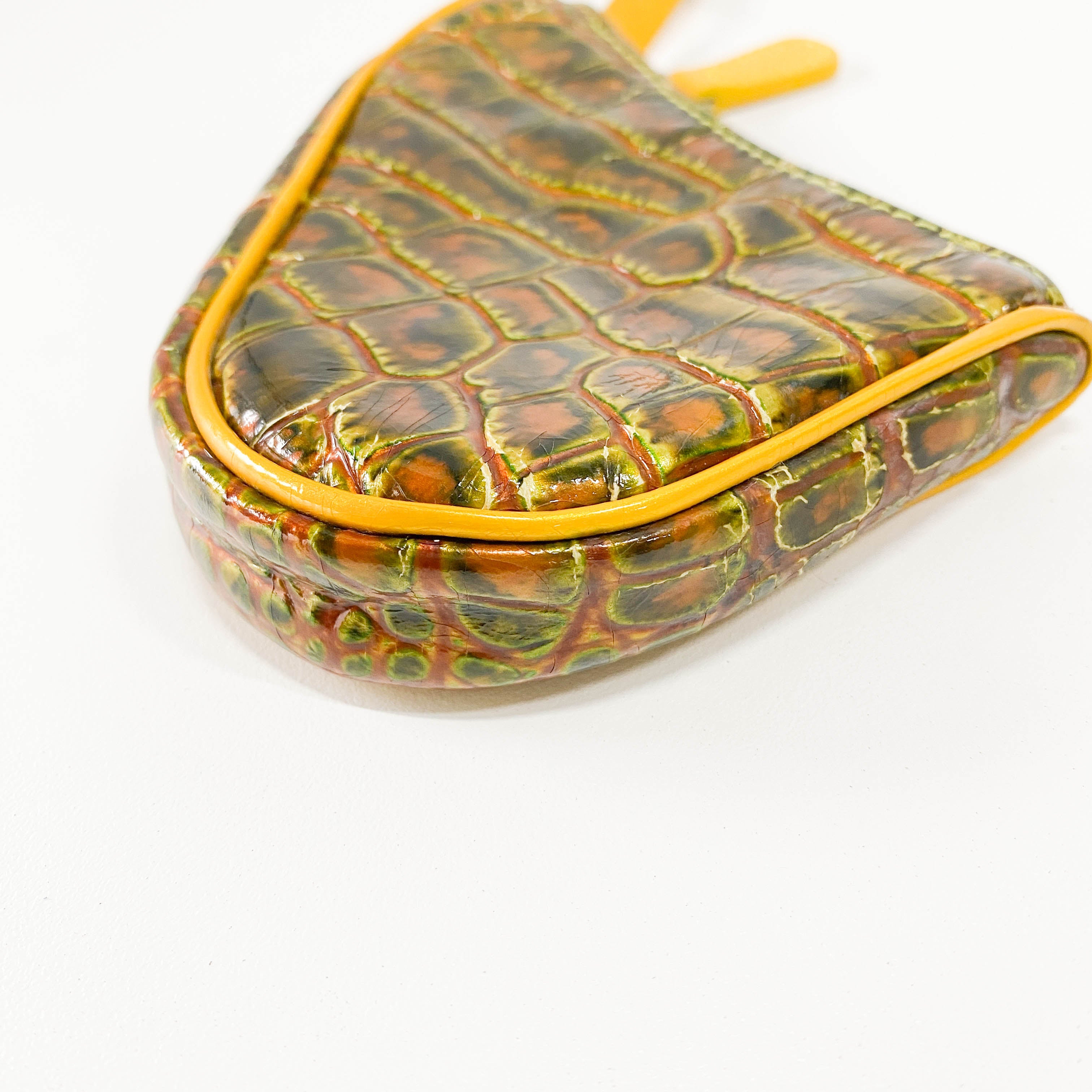 Saddle Yellow Embossed Leather Coin Case