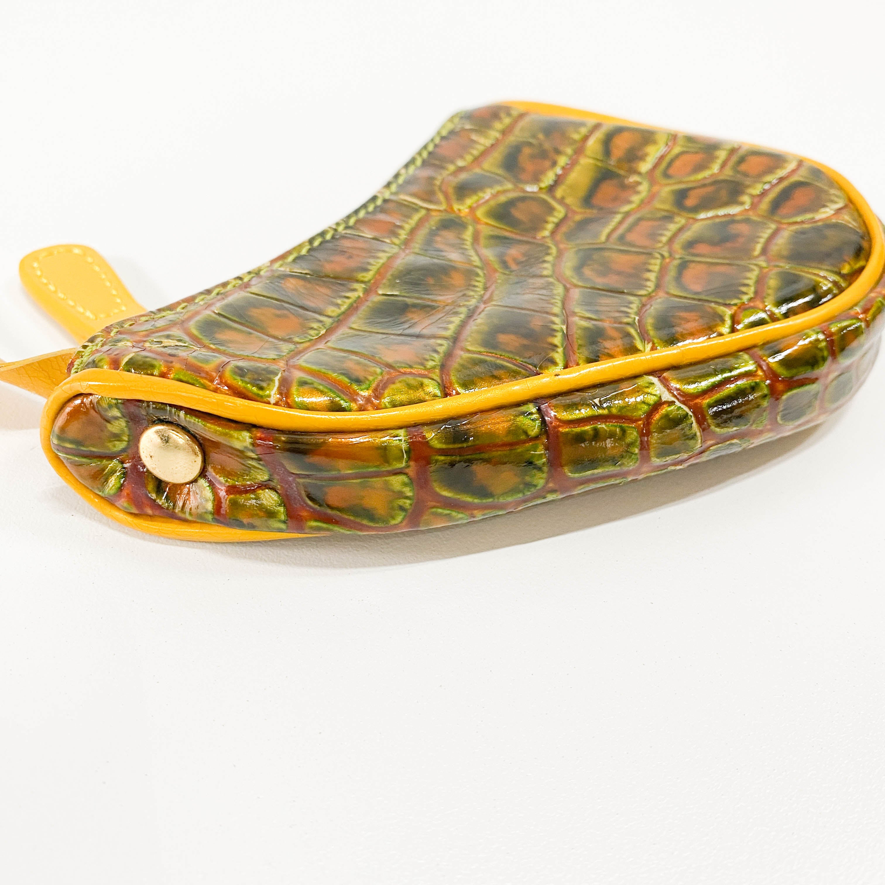 Saddle Yellow Embossed Leather Coin Case