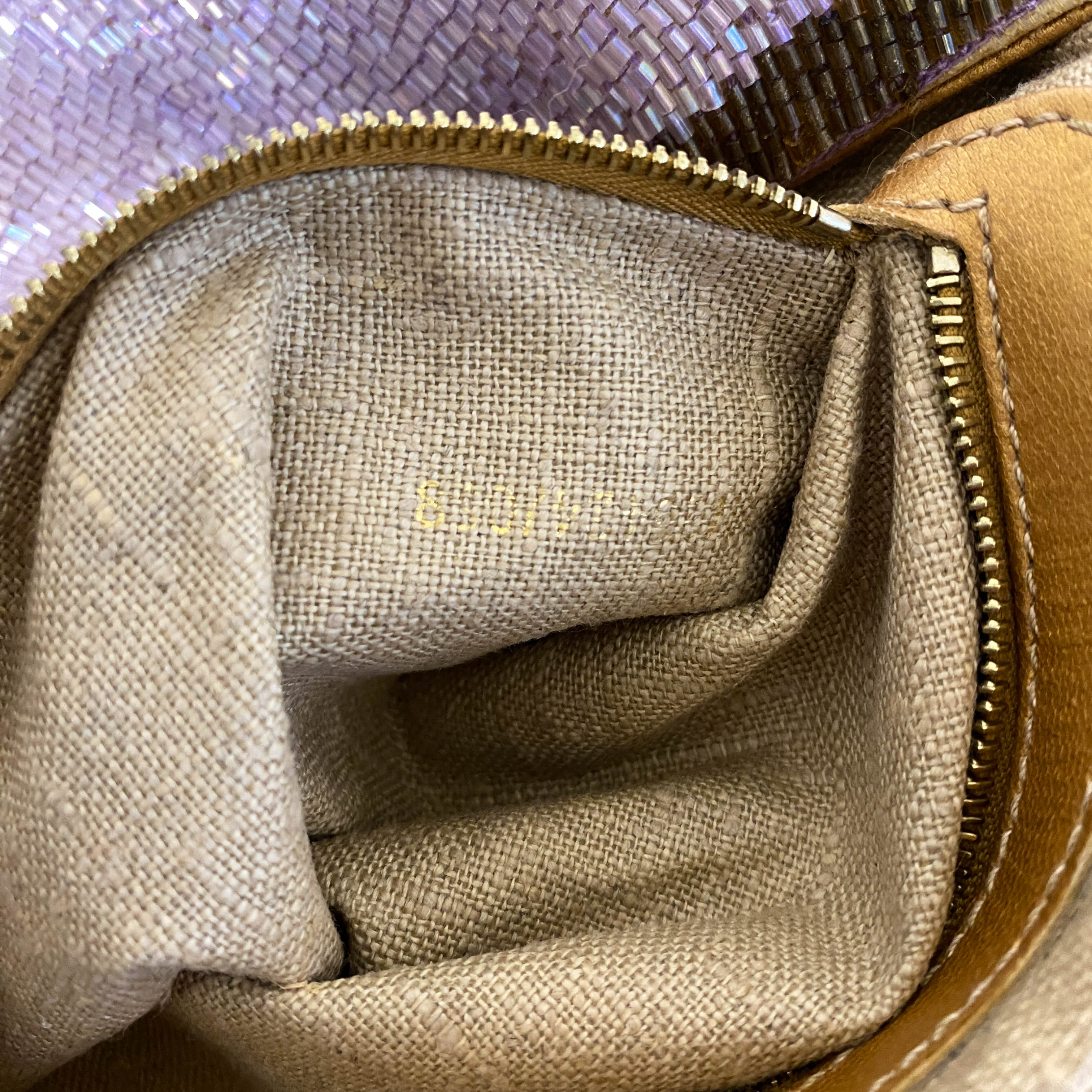 Baguette Purple Beaded Shoulder Bag